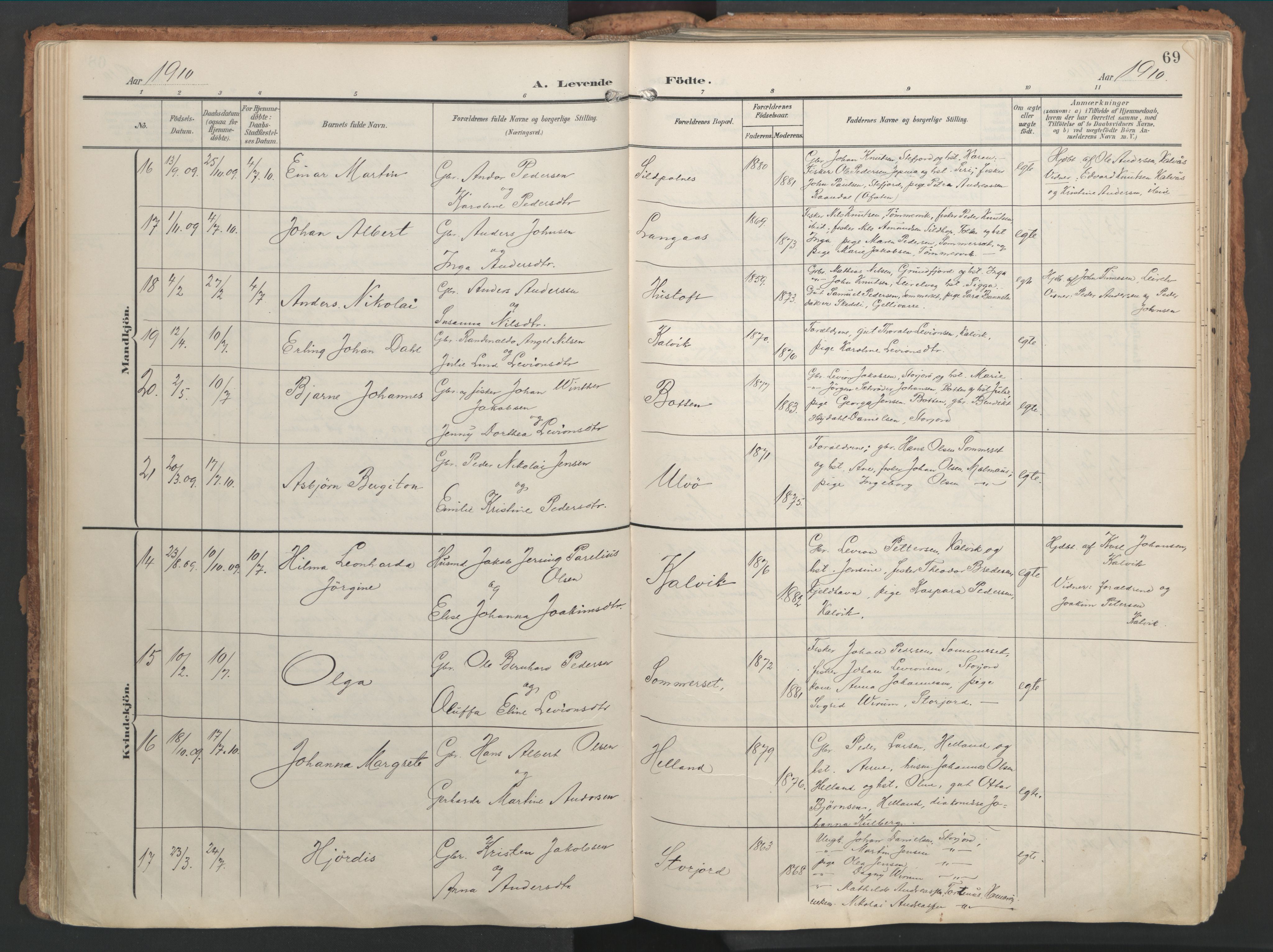 Ministerialprotokoller, klokkerbøker og fødselsregistre - Nordland, AV/SAT-A-1459/861/L0871: Parish register (official) no. 861A06, 1903-1916, p. 69