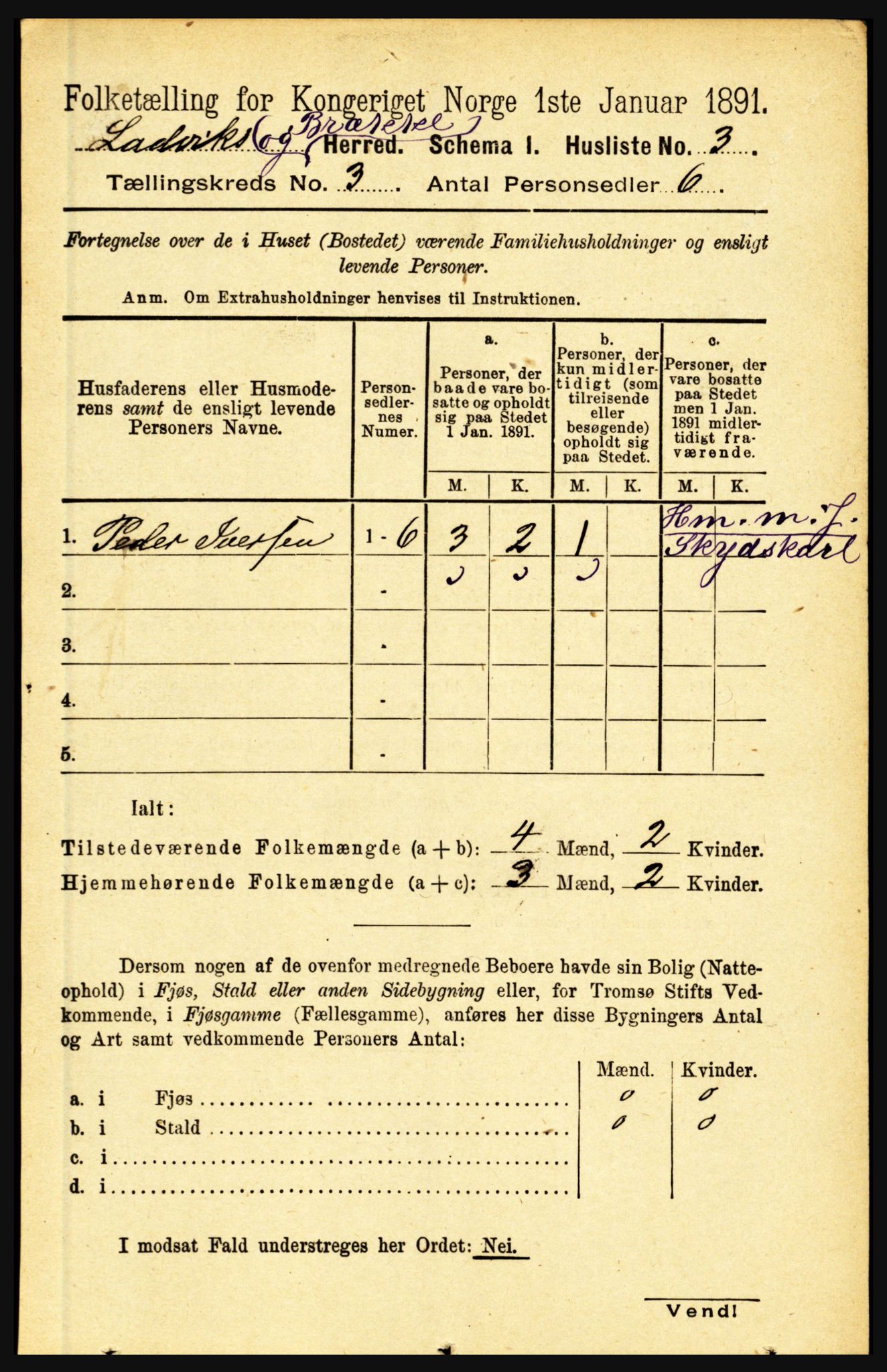 RA, 1891 census for 1415 Lavik og Brekke, 1891, p. 456