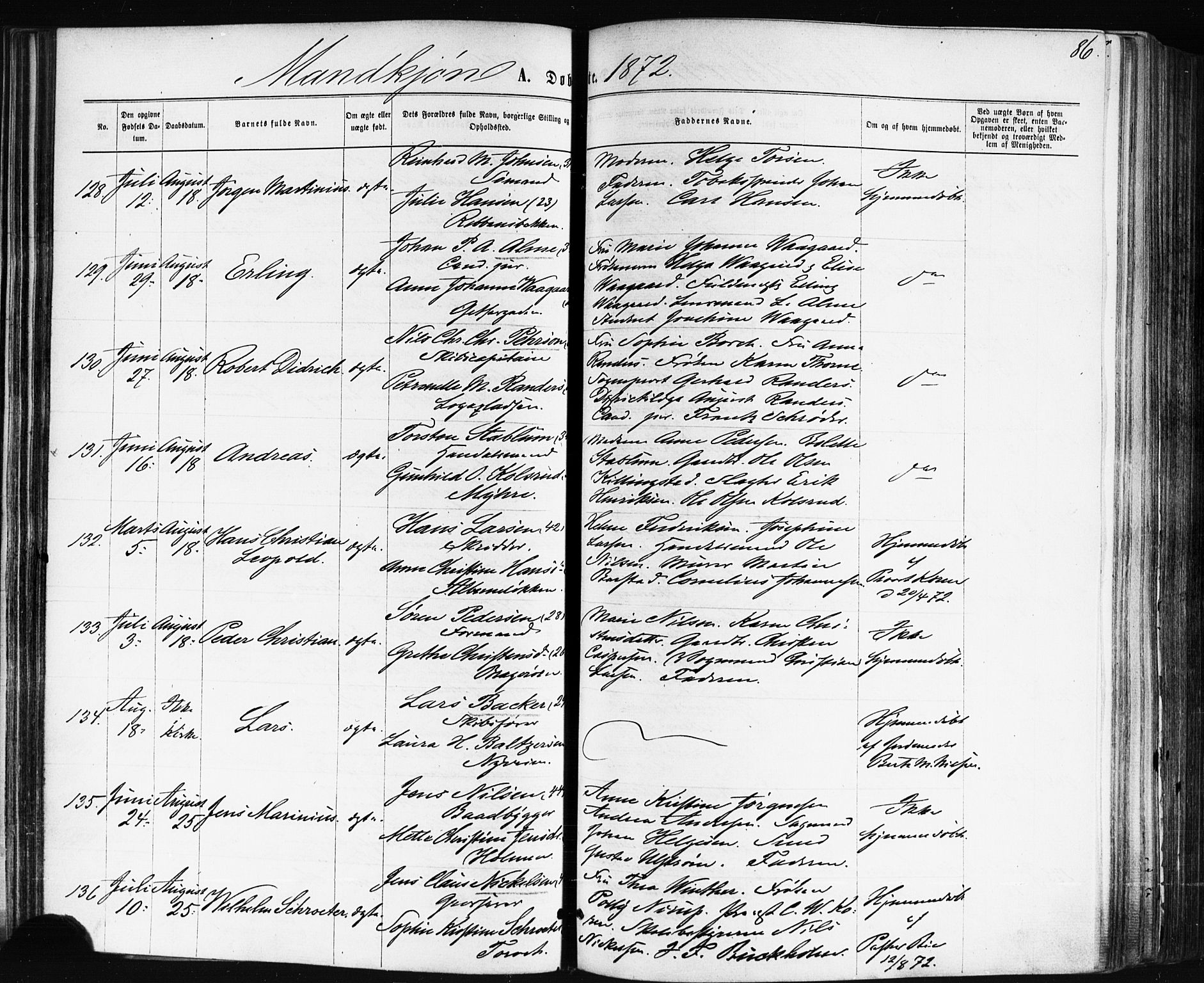 Bragernes kirkebøker, AV/SAKO-A-6/F/Fb/L0004: Parish register (official) no. II 4, 1869-1875, p. 86