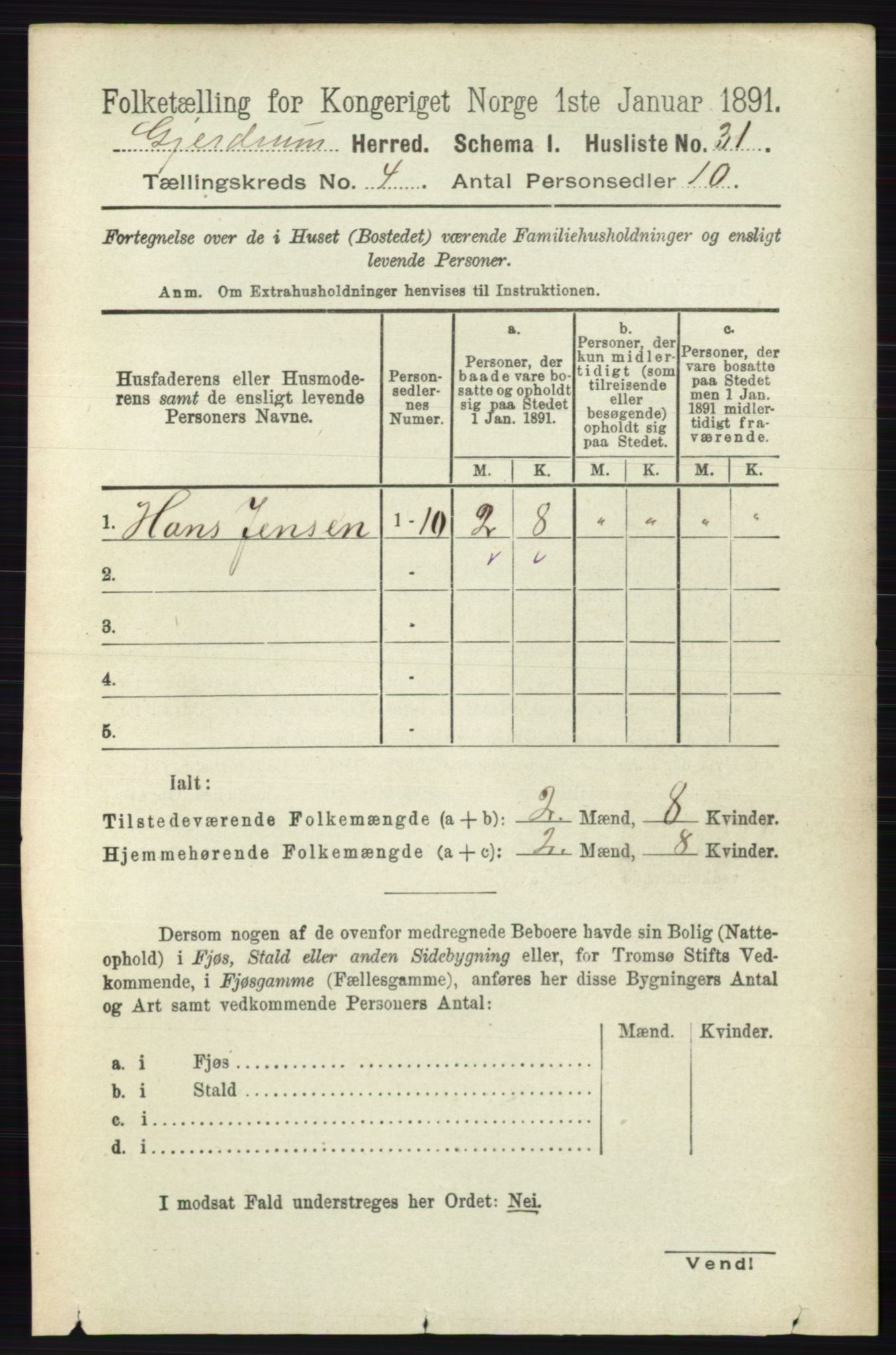 RA, 1891 census for 0234 Gjerdrum, 1891, p. 1780