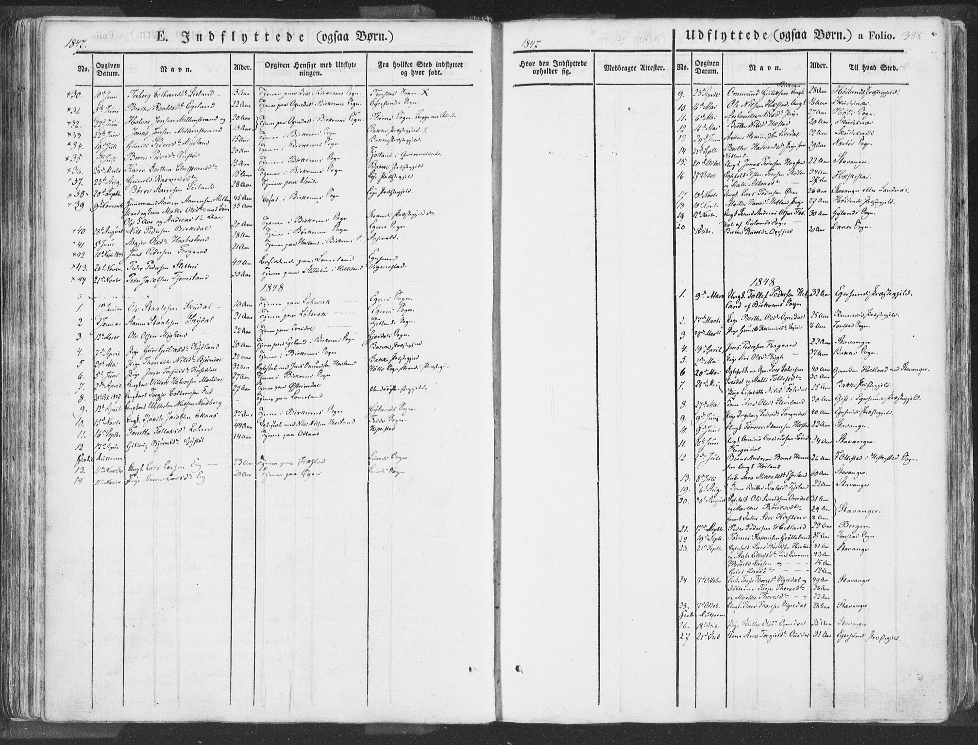 Helleland sokneprestkontor, SAST/A-101810: Parish register (official) no. A 6.2, 1834-1863, p. 388