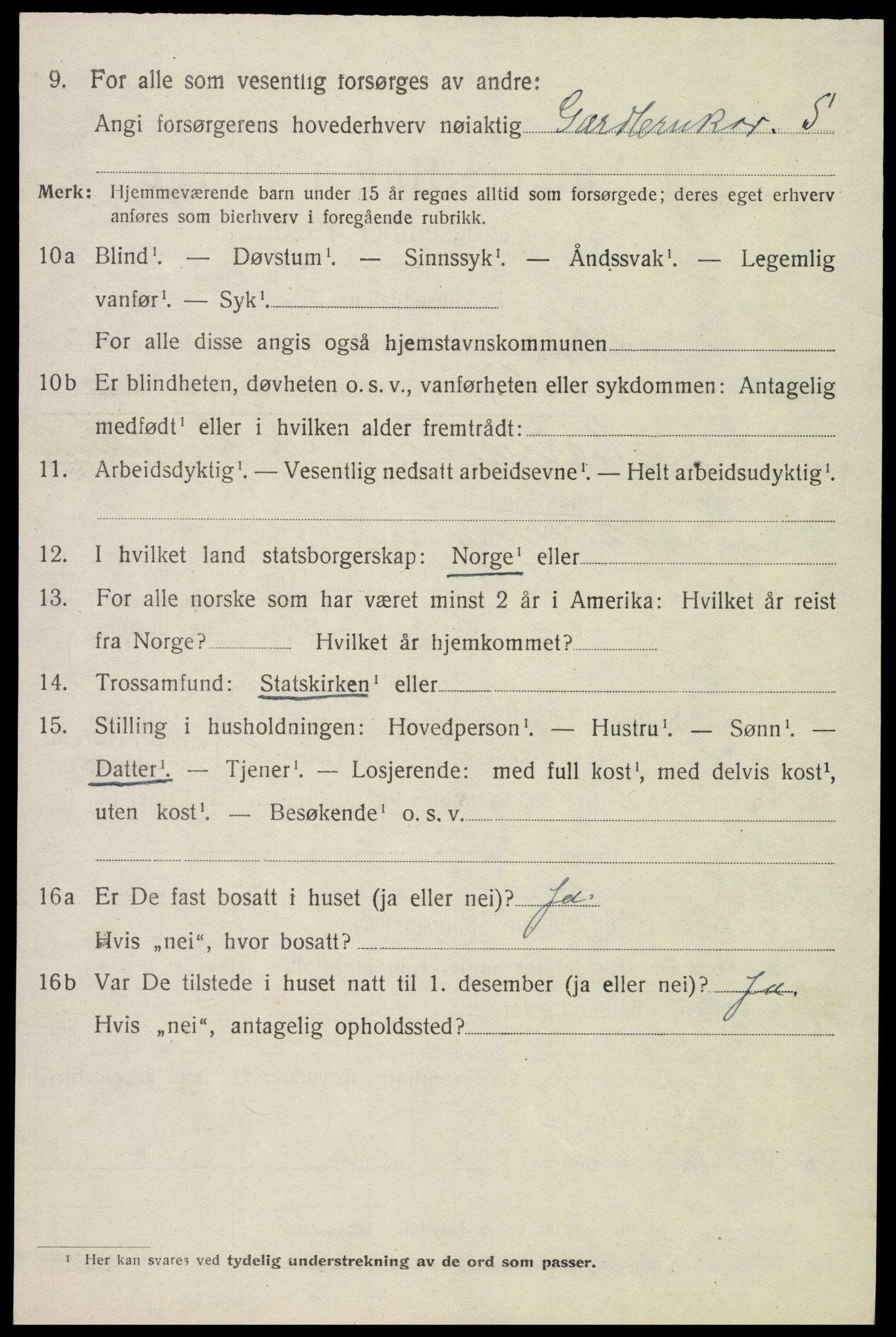 SAK, 1920 census for Valle, 1920, p. 2308