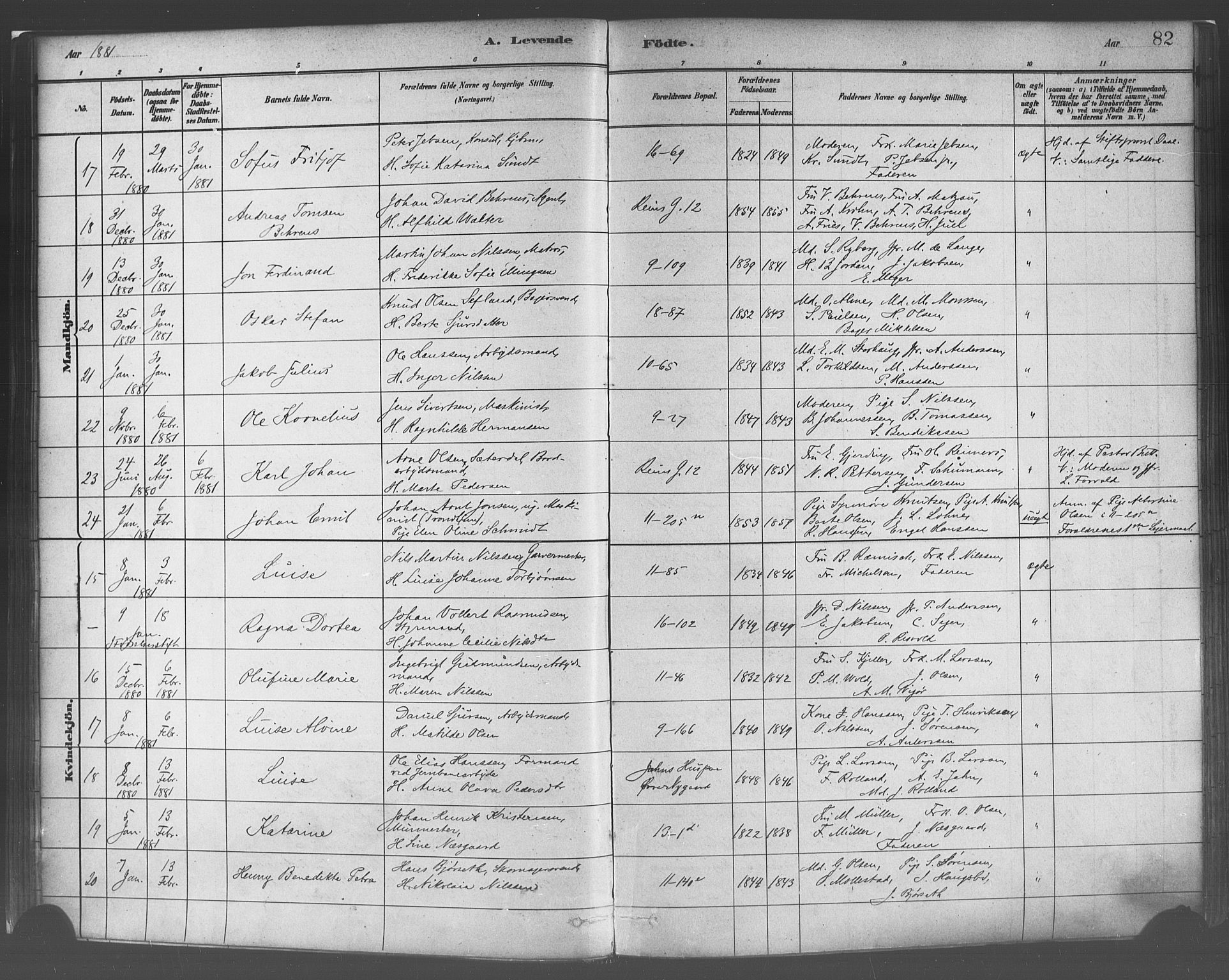 Domkirken sokneprestembete, SAB/A-74801/H/Haa/L0023: Parish register (official) no. B 6, 1879-1887, p. 82