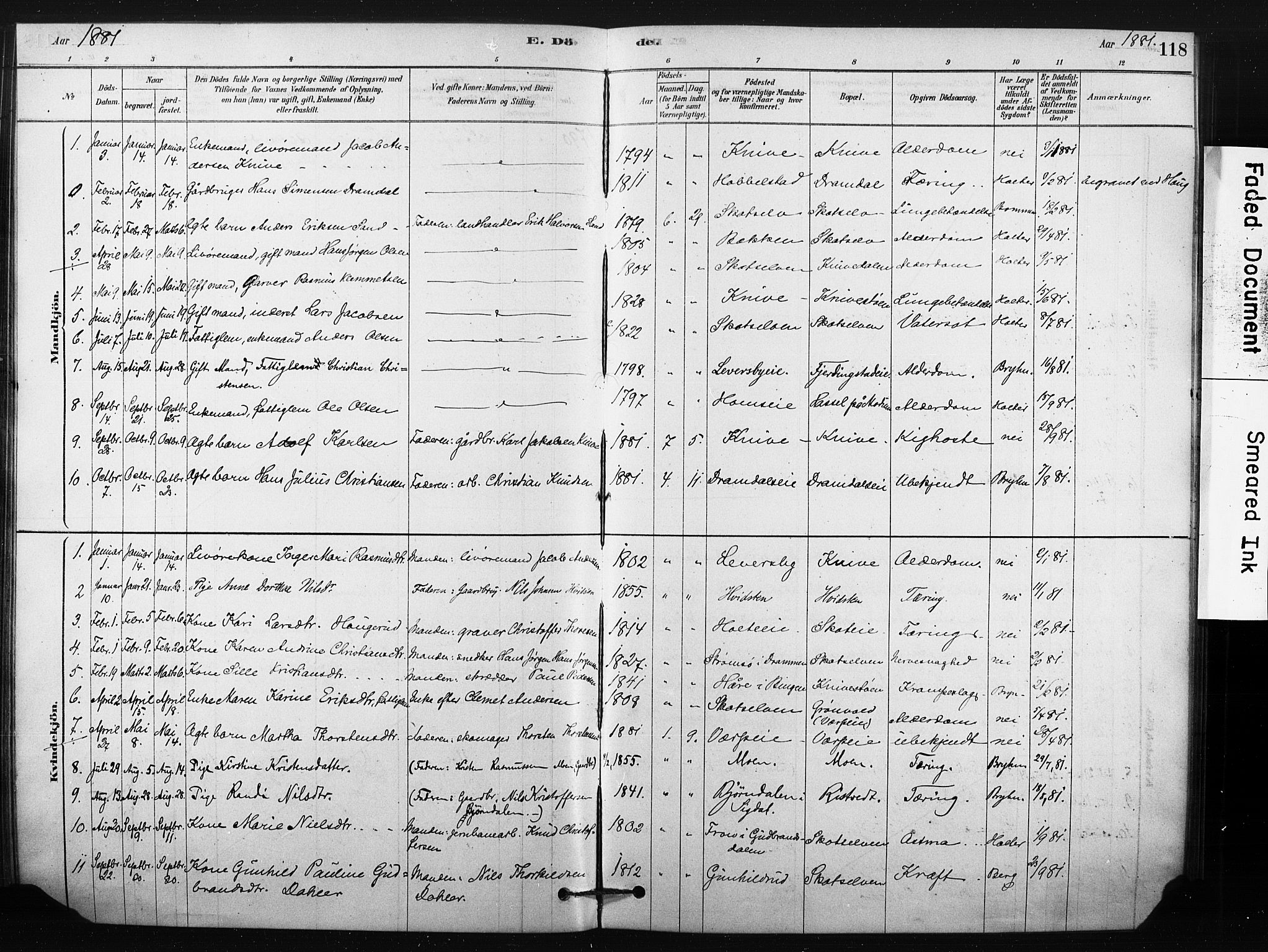 Eiker kirkebøker, AV/SAKO-A-4/F/Fc/L0001: Parish register (official) no. III 1, 1878-1889, p. 118