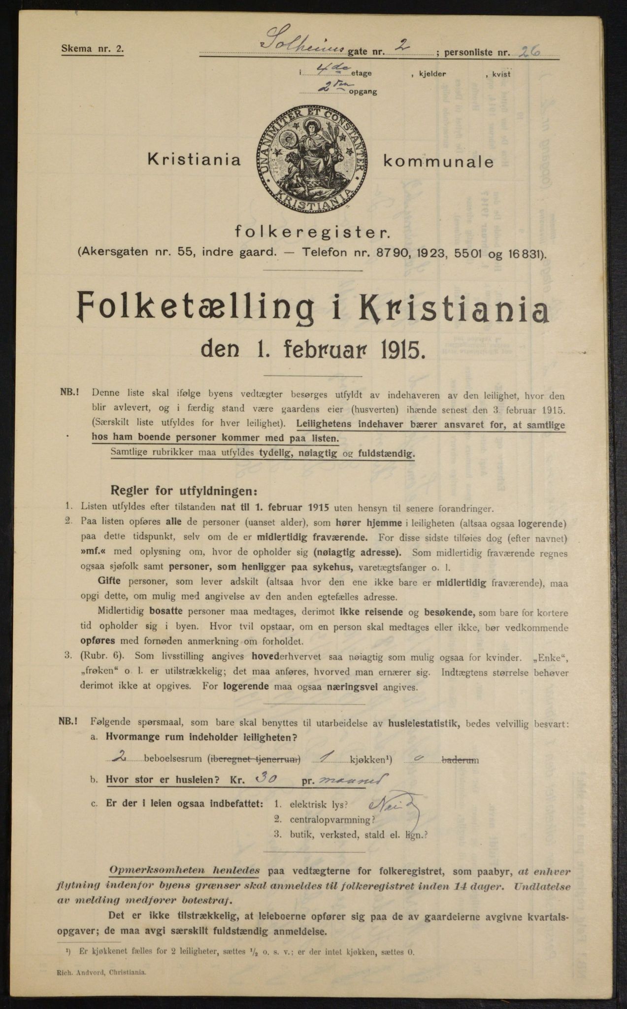 OBA, Municipal Census 1915 for Kristiania, 1915, p. 99386