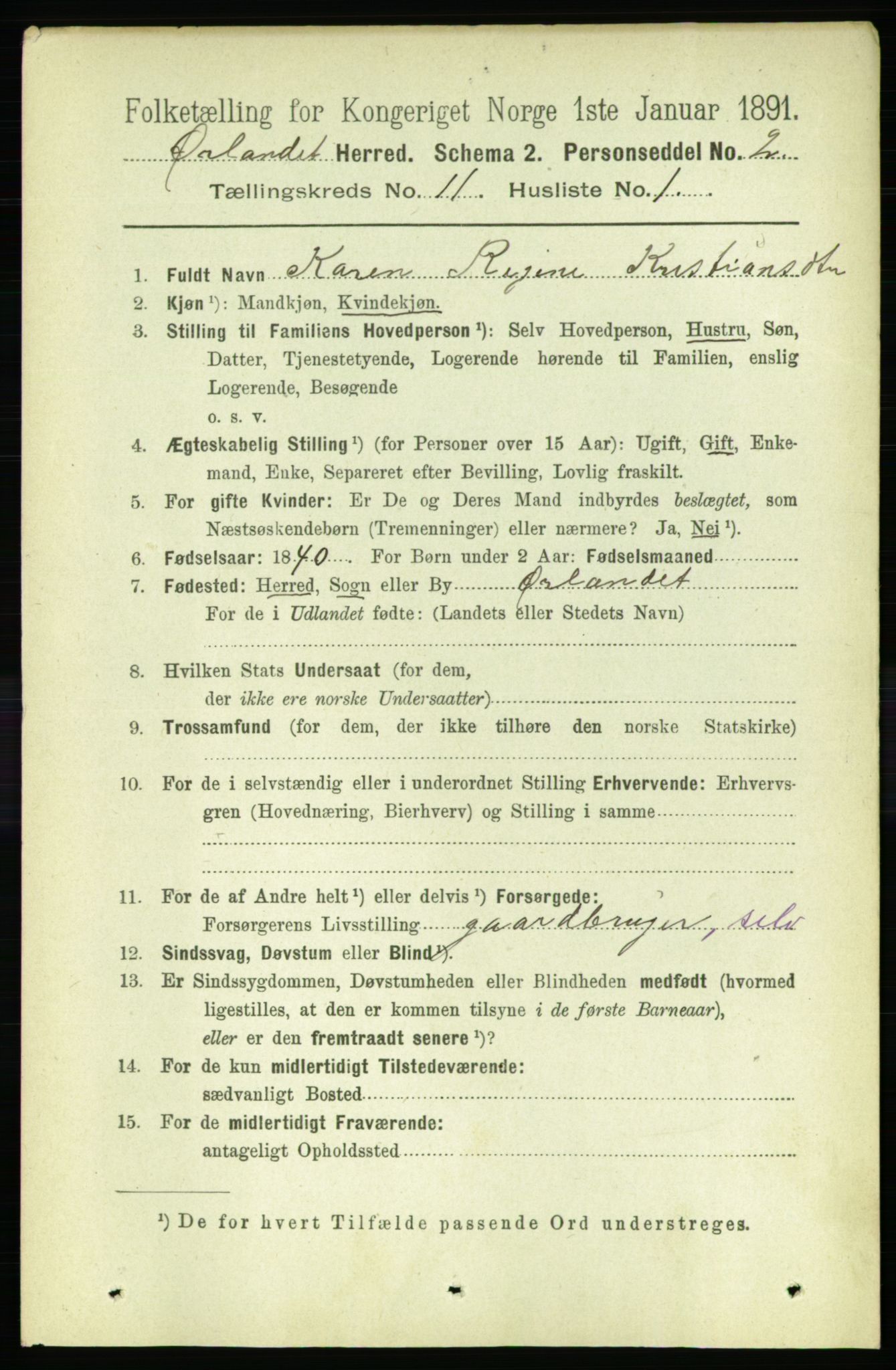 RA, 1891 census for 1621 Ørland, 1891, p. 4903