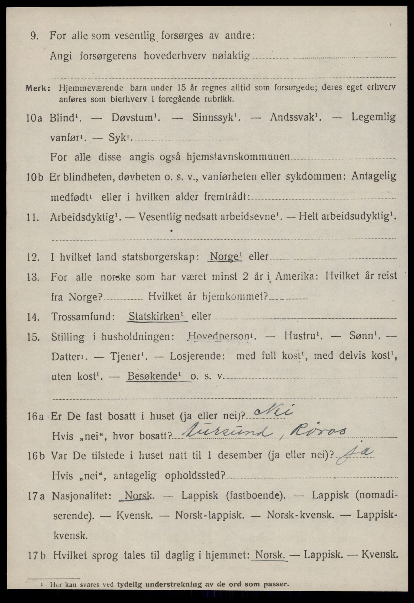 SAT, 1920 census for Røros, 1920, p. 7711