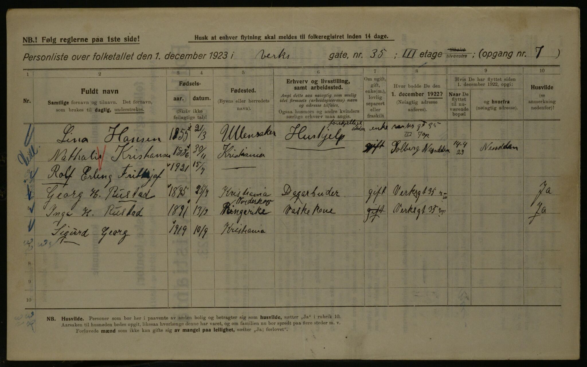 OBA, Municipal Census 1923 for Kristiania, 1923, p. 135188