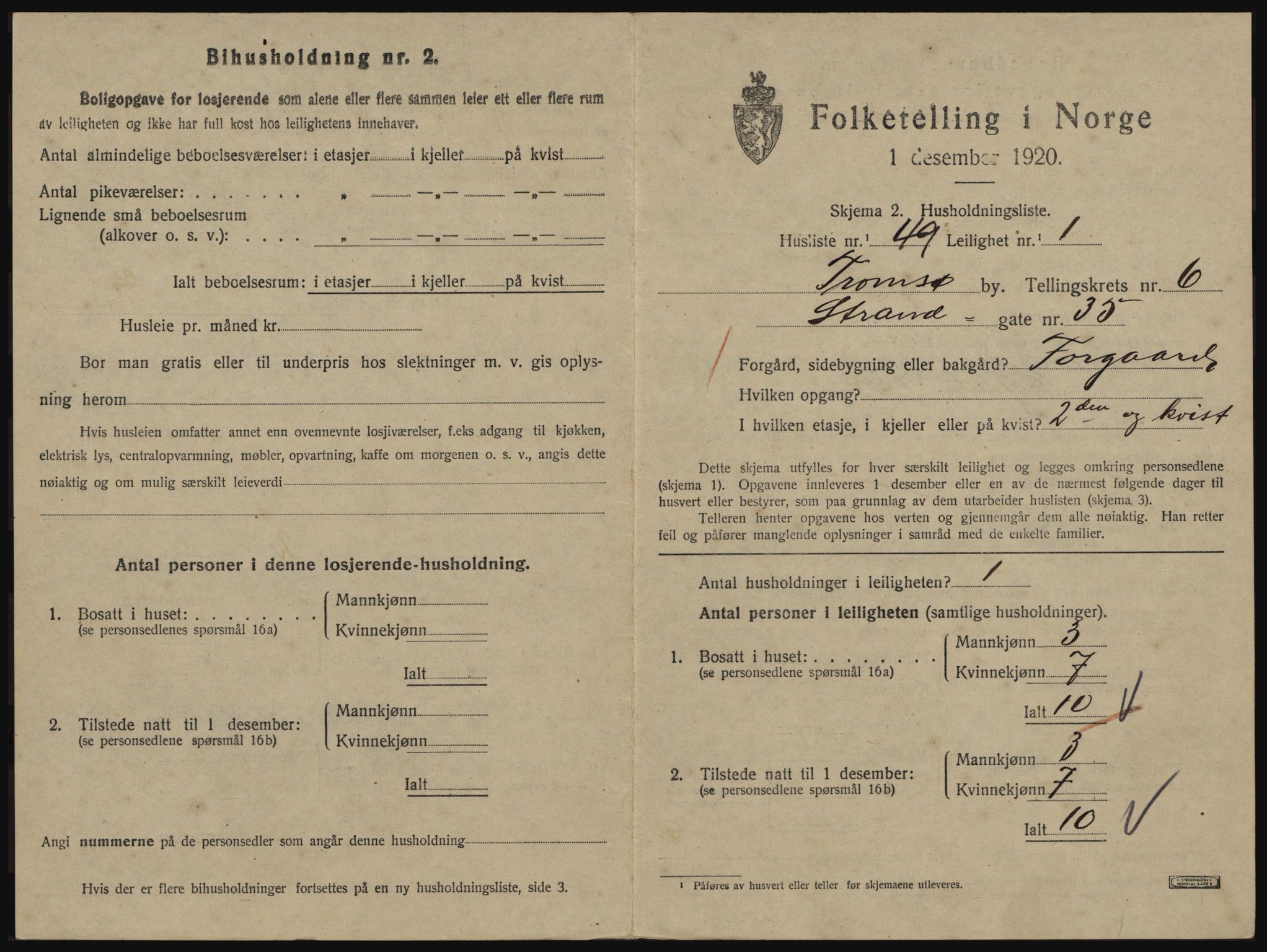 SATØ, 1920 census for Tromsø, 1920, p. 4203