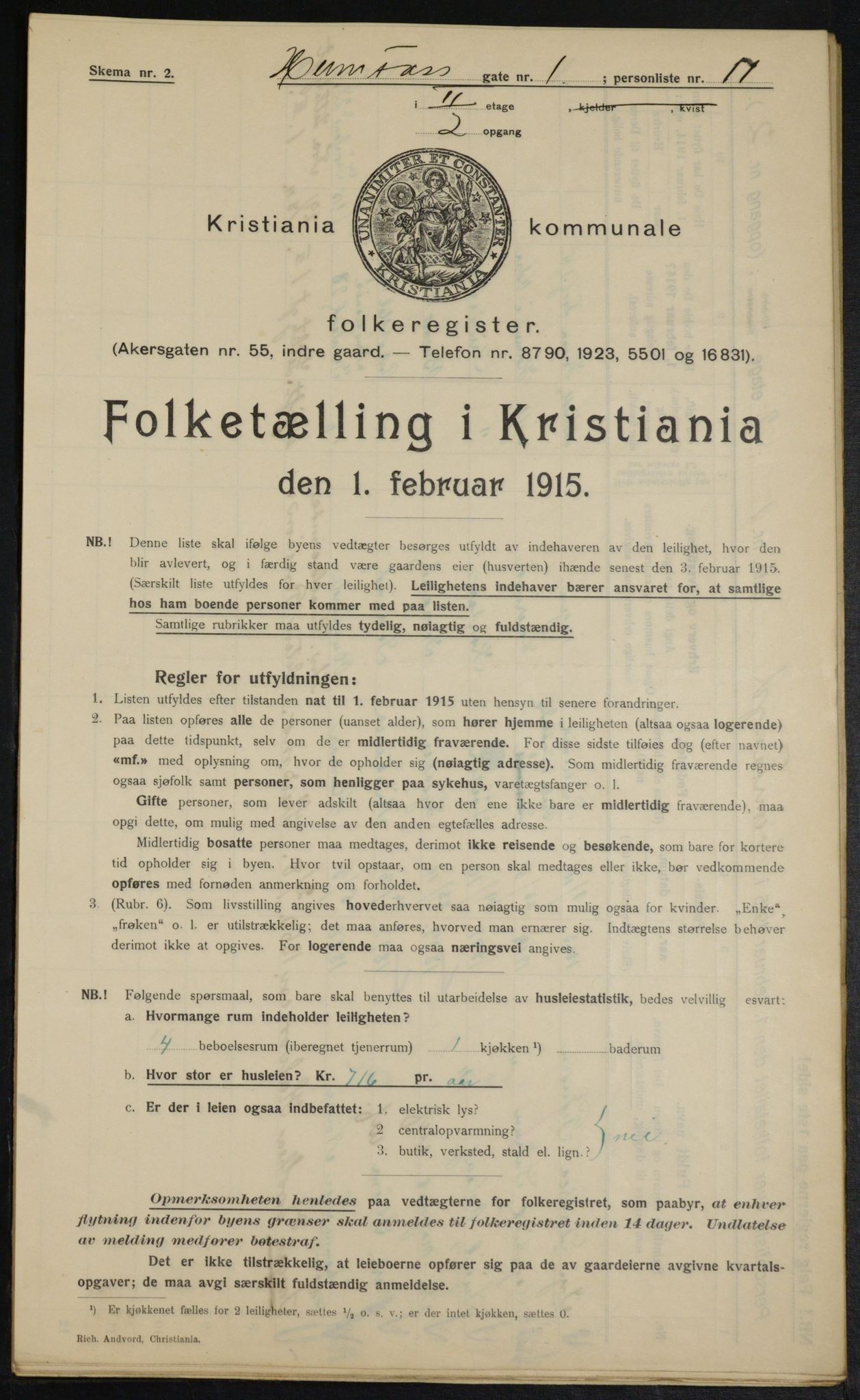 OBA, Municipal Census 1915 for Kristiania, 1915, p. 38138