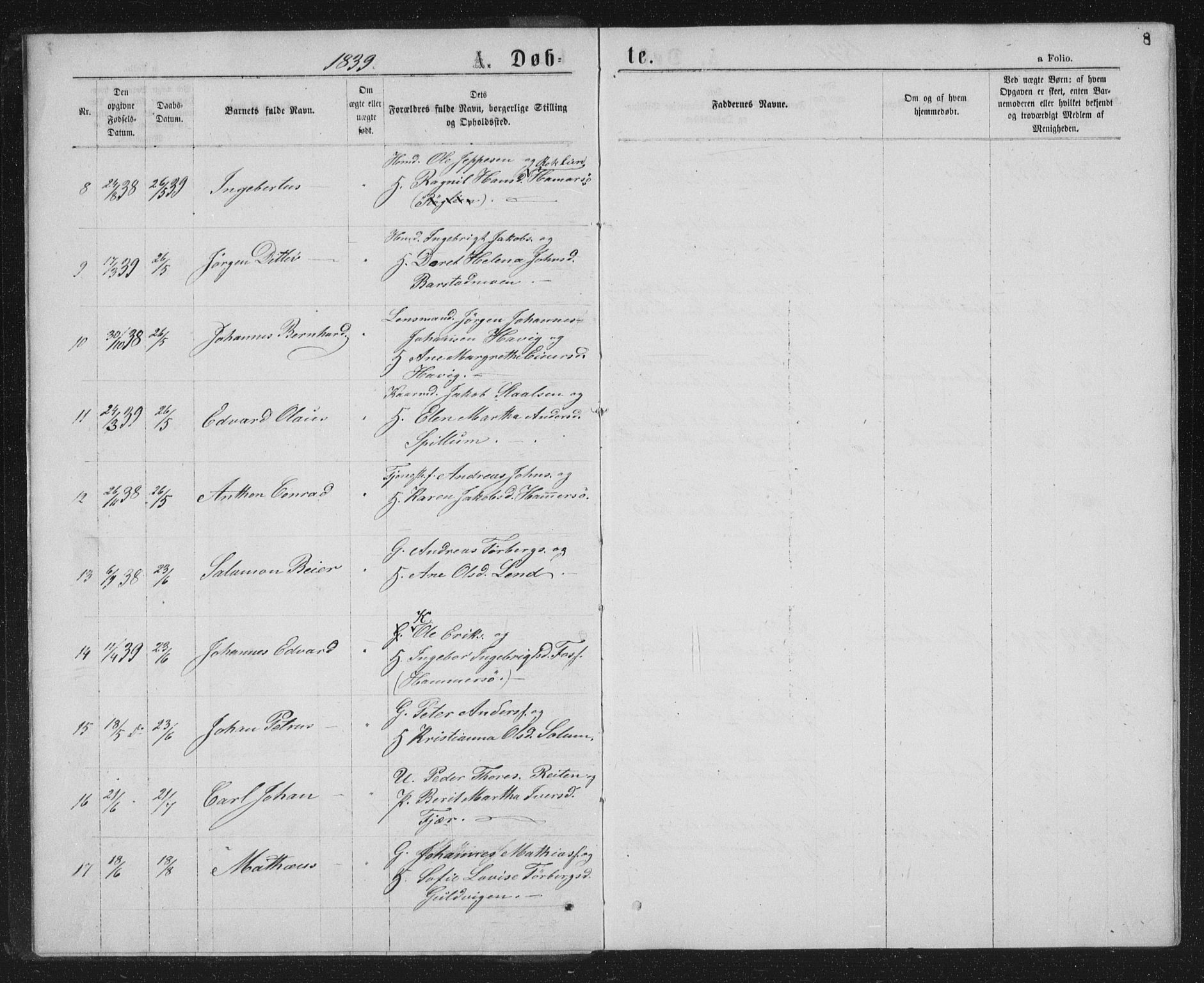 Ministerialprotokoller, klokkerbøker og fødselsregistre - Nord-Trøndelag, SAT/A-1458/768/L0566: Parish register (official) no. 768A01, 1836-1865, p. 8