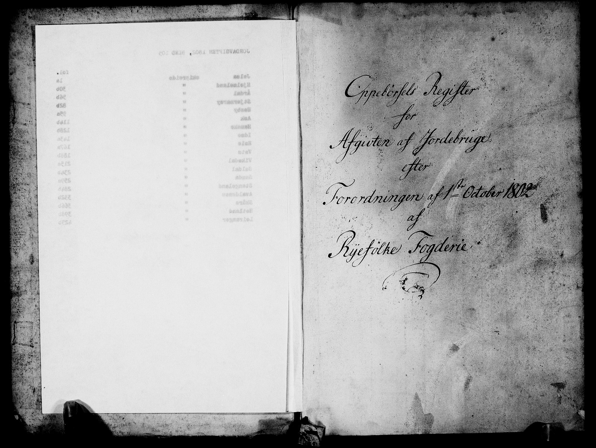 Rentekammeret inntil 1814, Realistisk ordnet avdeling, AV/RA-EA-4070/N/Ne/Nea/L0105: Ryfylke fogderi. Oppebørselsregister, 1803-1804, p. 2