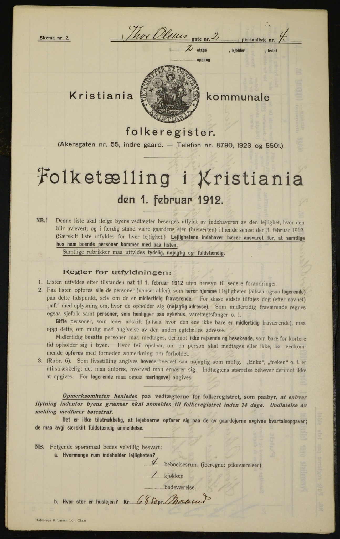 OBA, Municipal Census 1912 for Kristiania, 1912, p. 109251