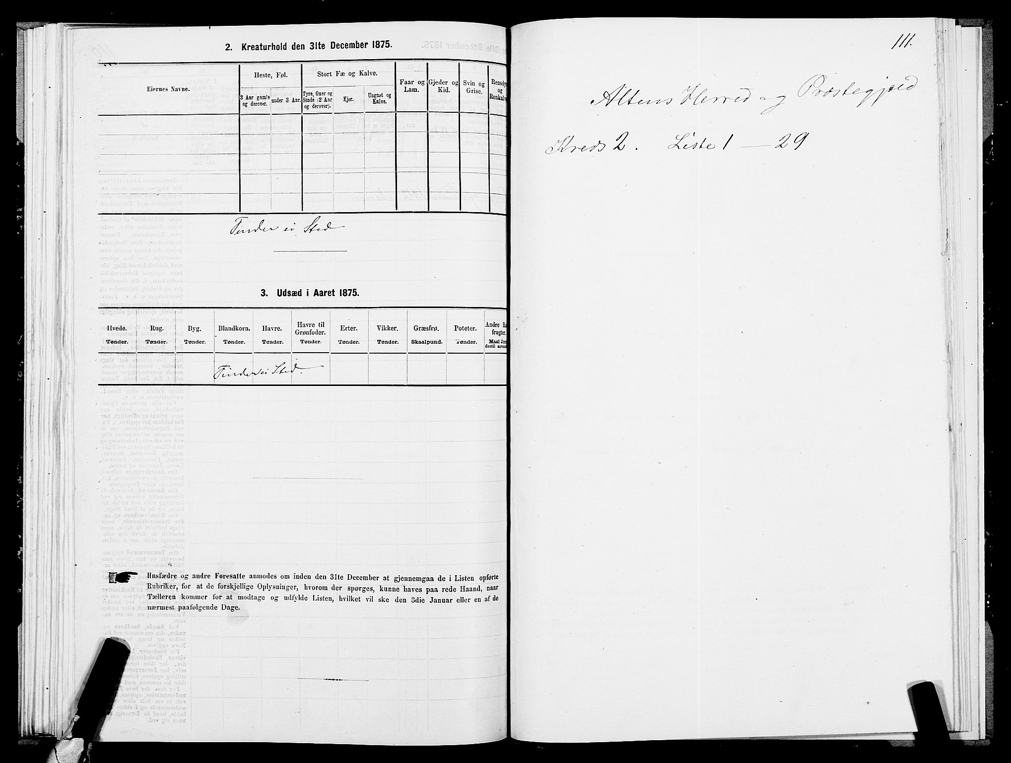 SATØ, 1875 census for 2012P Alta, 1875, p. 1111