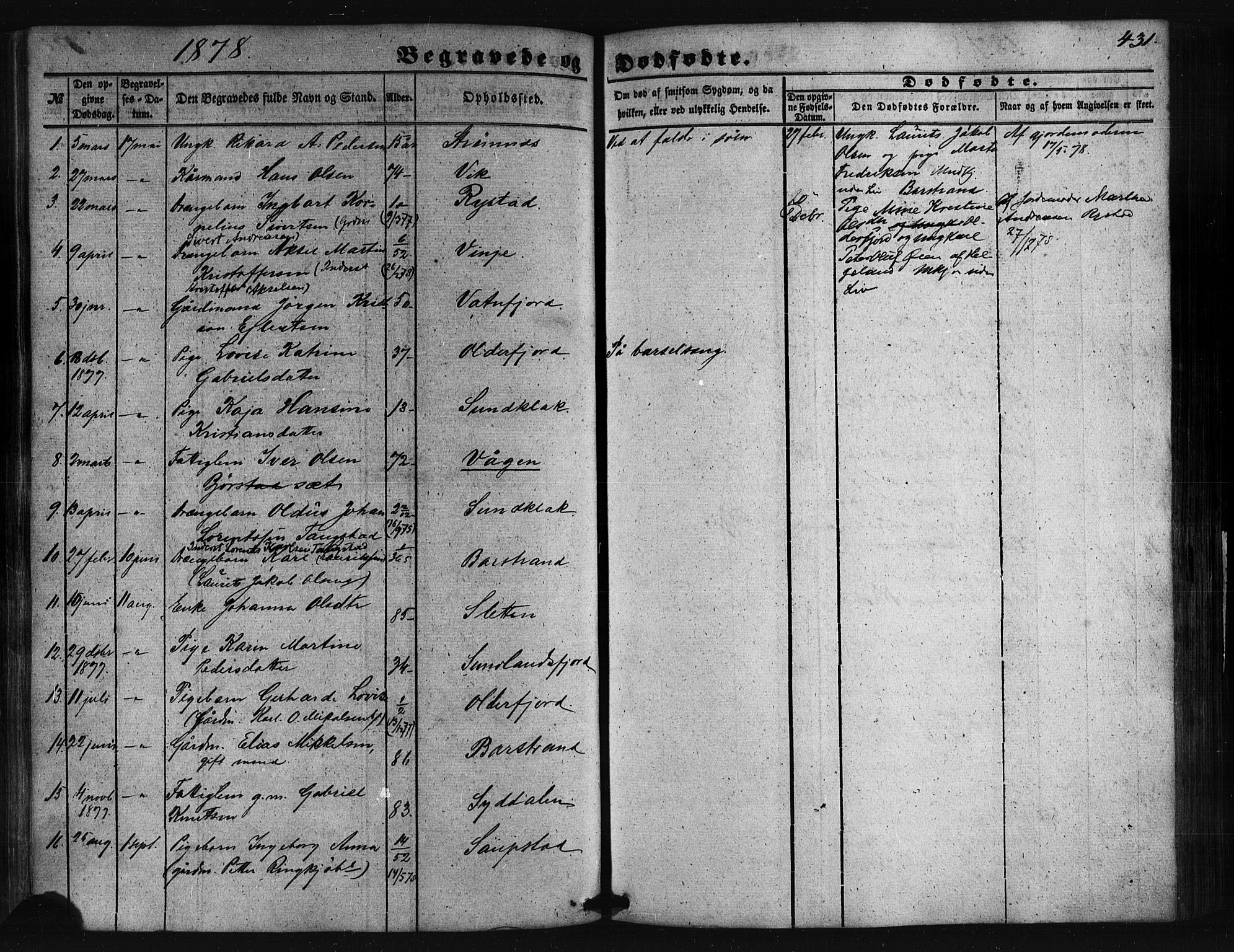 Ministerialprotokoller, klokkerbøker og fødselsregistre - Nordland, AV/SAT-A-1459/876/L1095: Parish register (official) no. 876A01, 1863-1885, p. 431