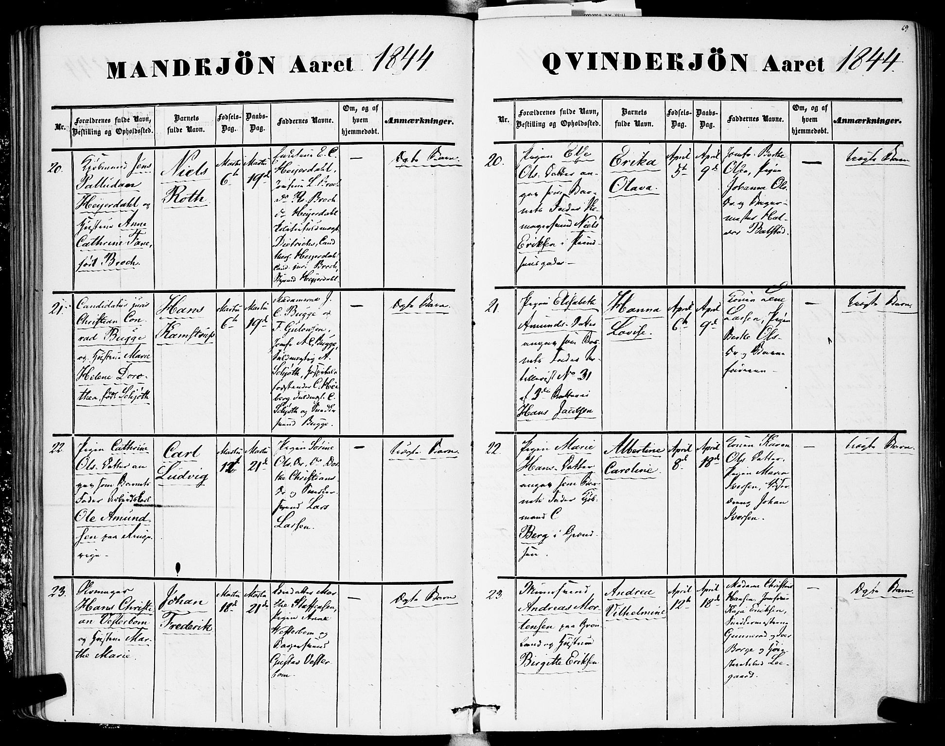 Rikshospitalet prestekontor Kirkebøker, SAO/A-10309b/F/L0003: Parish register (official) no. 3, 1841-1853, p. 69