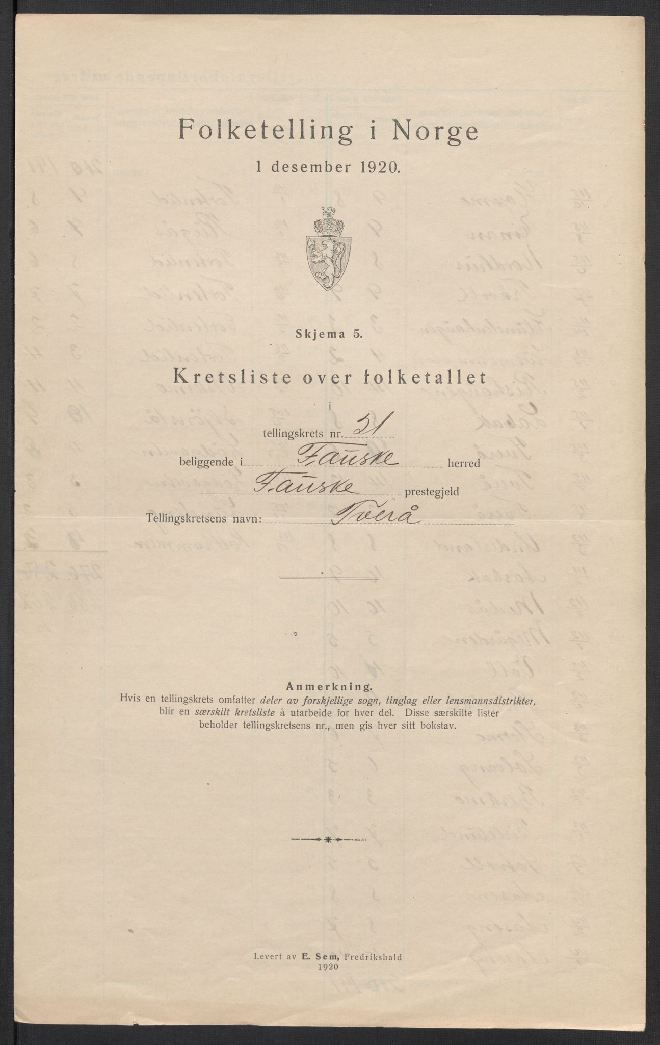 SAT, 1920 census for Fauske, 1920, p. 66