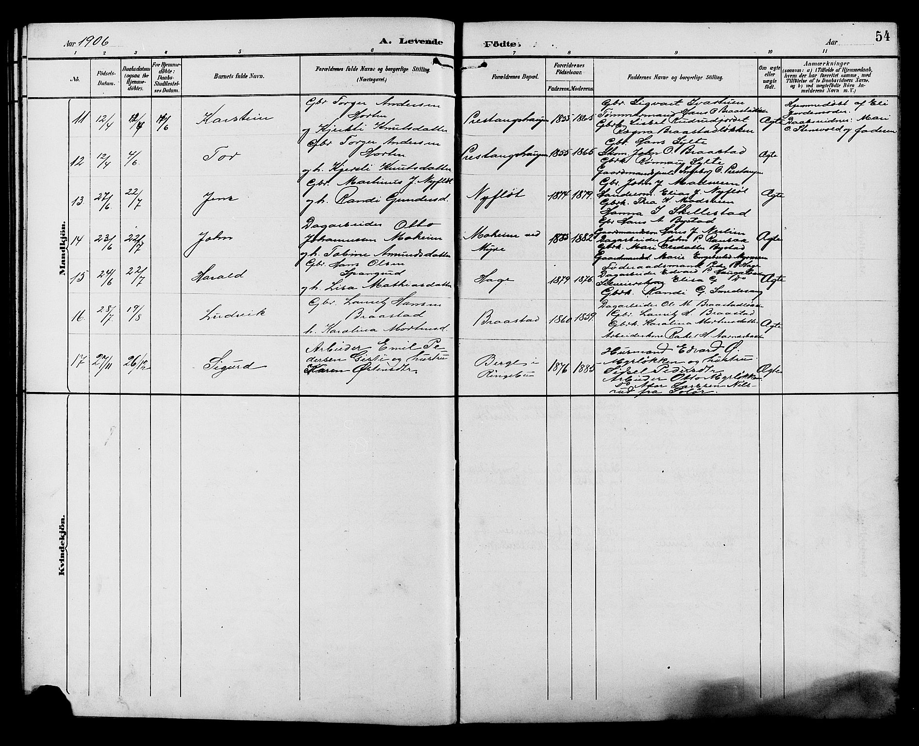 Ringebu prestekontor, SAH/PREST-082/H/Ha/Hab/L0007: Parish register (copy) no. 7, 1890-1910, p. 54