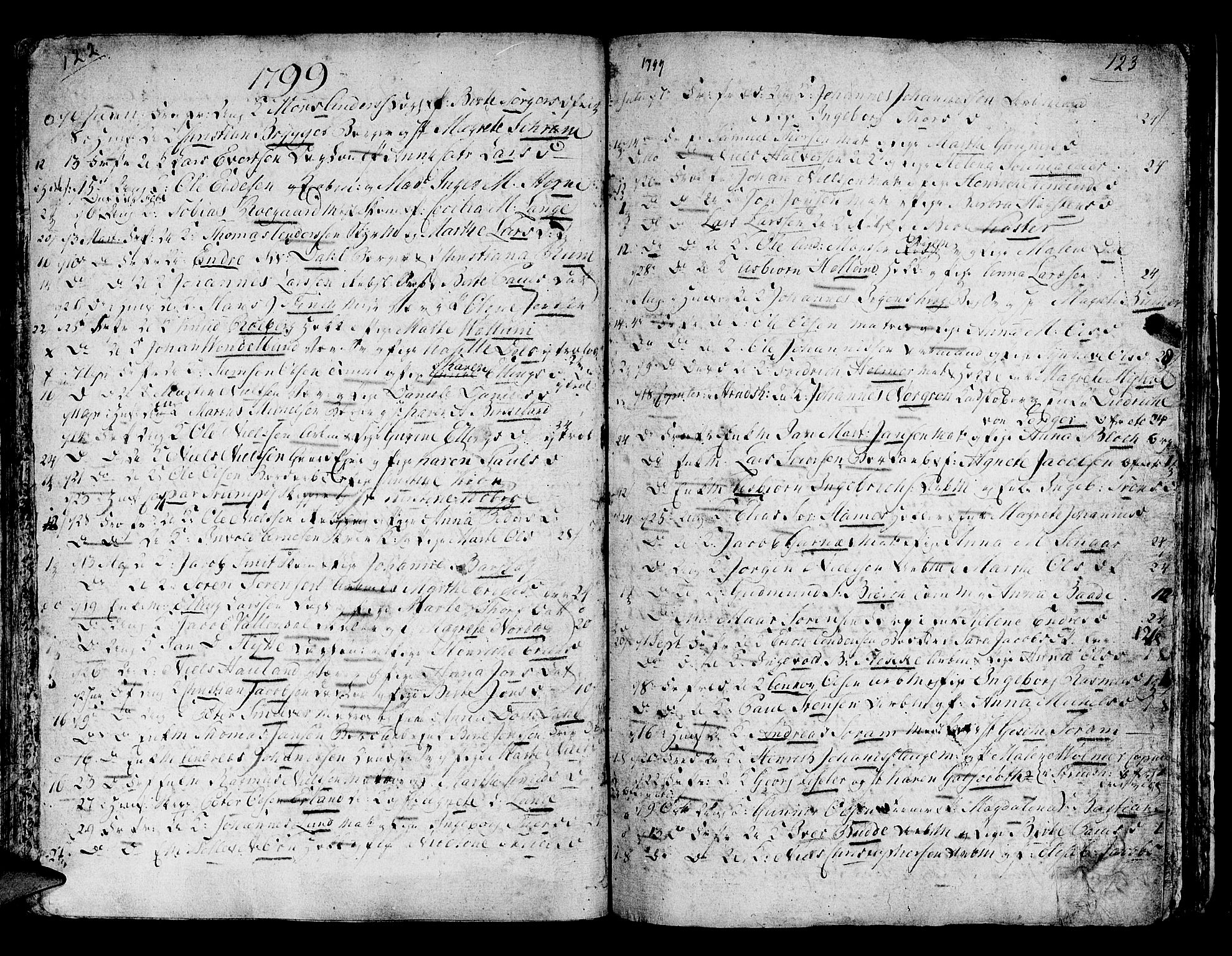 Domkirken sokneprestembete, SAB/A-74801/H/Haa/L0007: Parish register (official) no. A 7, 1725-1826, p. 122-123
