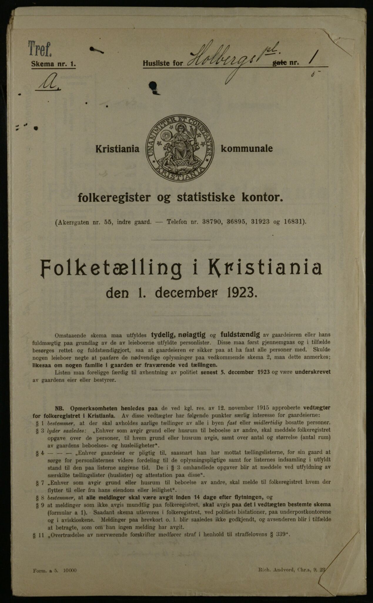 OBA, Municipal Census 1923 for Kristiania, 1923, p. 45362