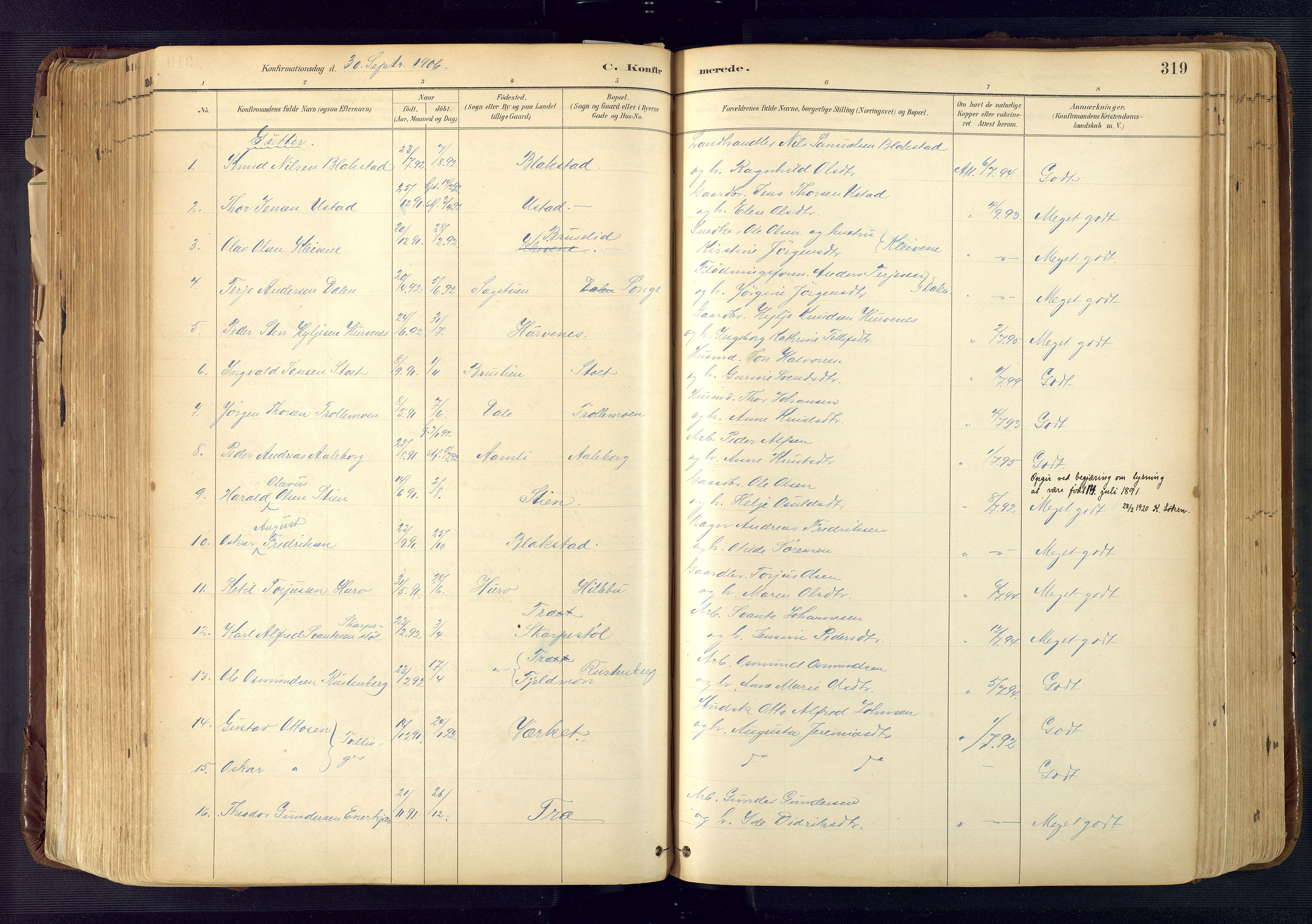 Froland sokneprestkontor, AV/SAK-1111-0013/F/Fa/L0005: Parish register (official) no. A 5, 1882-1921, p. 319