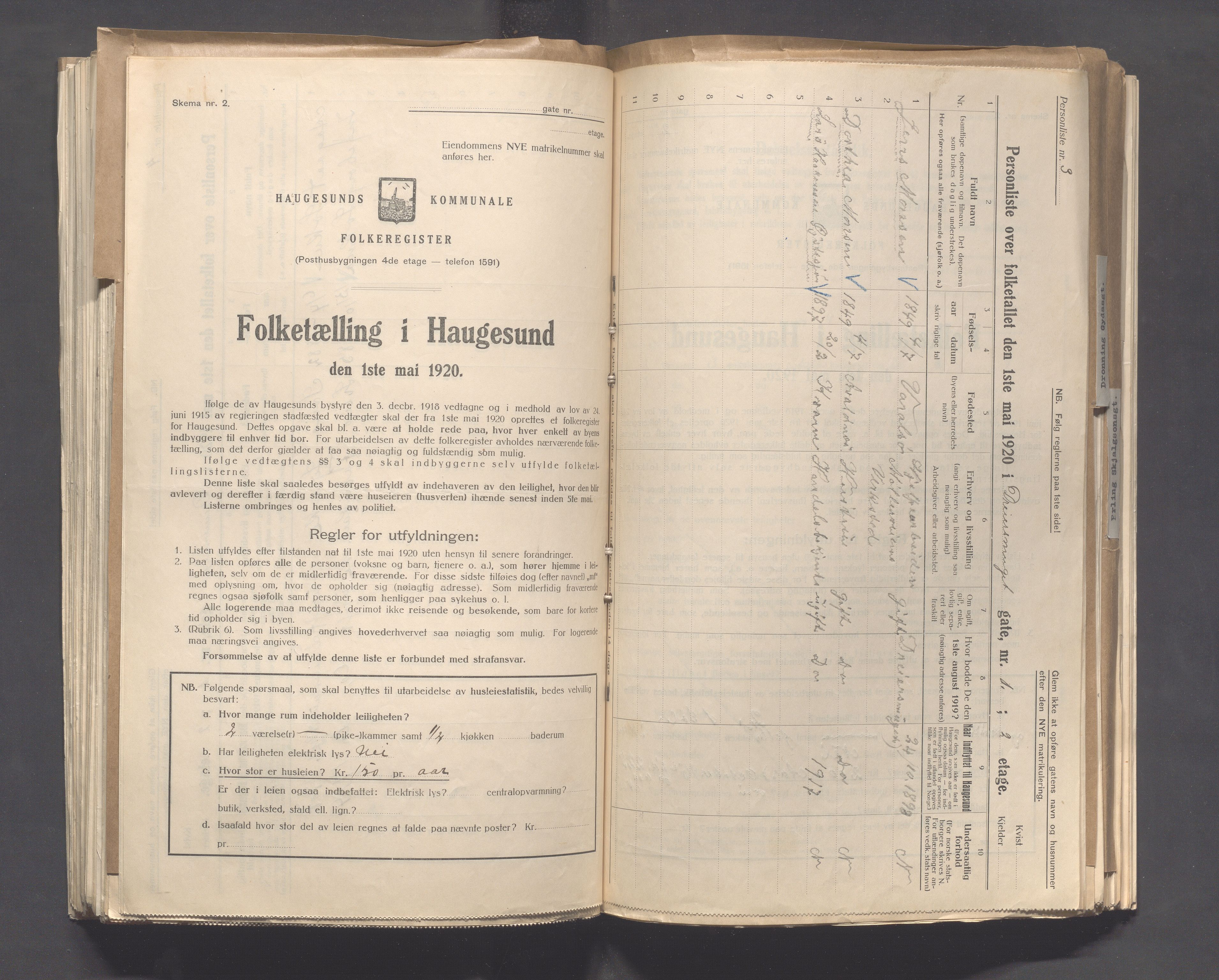 IKAR, Local census 1.5.1920 for Haugesund, 1920, p. 607