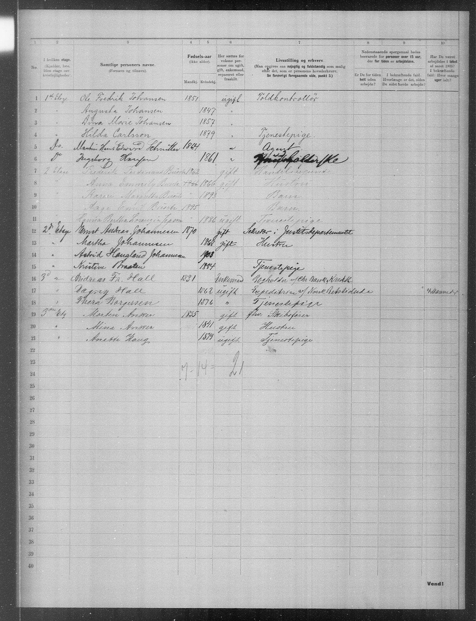 OBA, Municipal Census 1903 for Kristiania, 1903, p. 19113