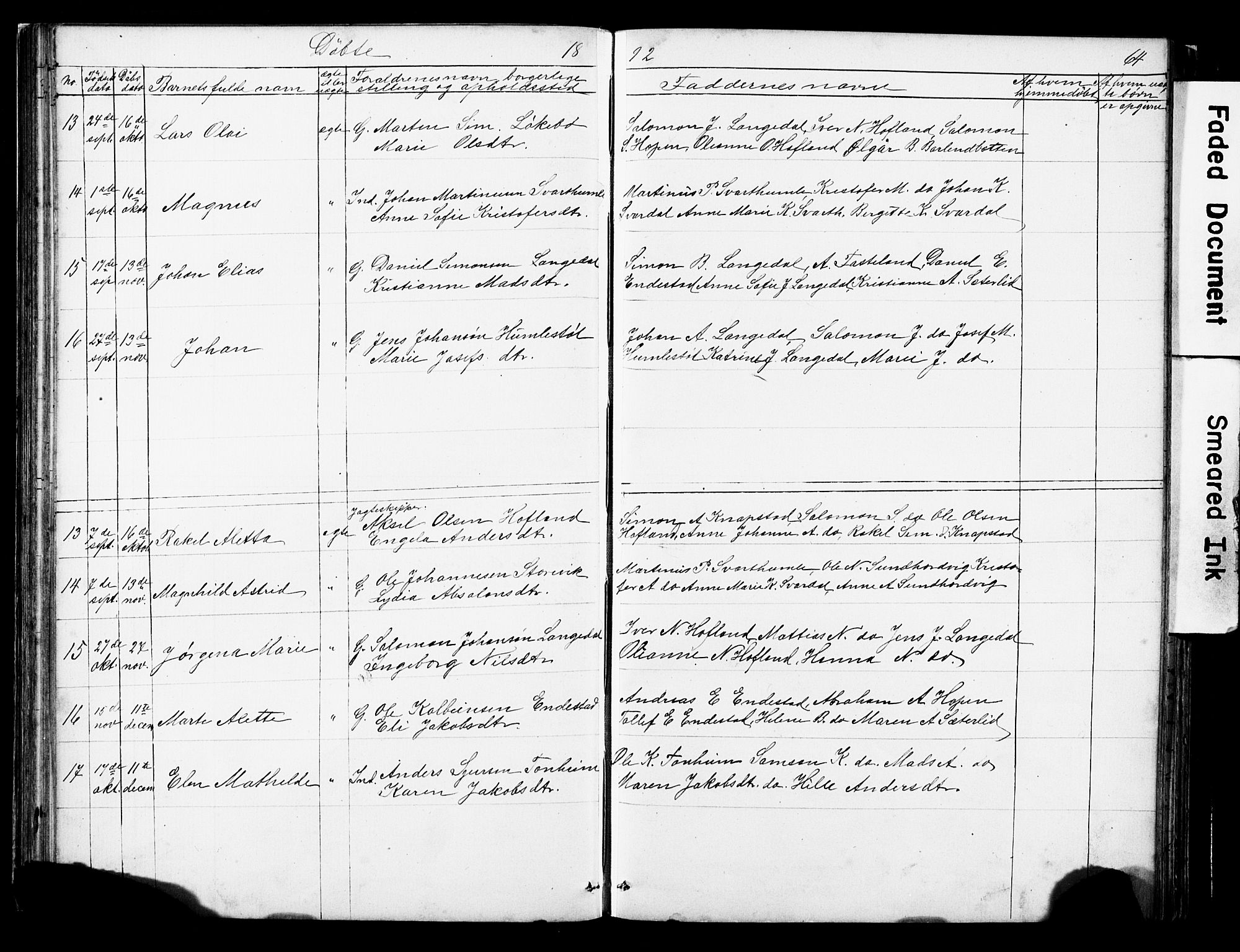 Kinn sokneprestembete, AV/SAB-A-80801/H/Hab/Habe/L0001: Parish register (copy) no. E 1, 1864-1899, p. 64