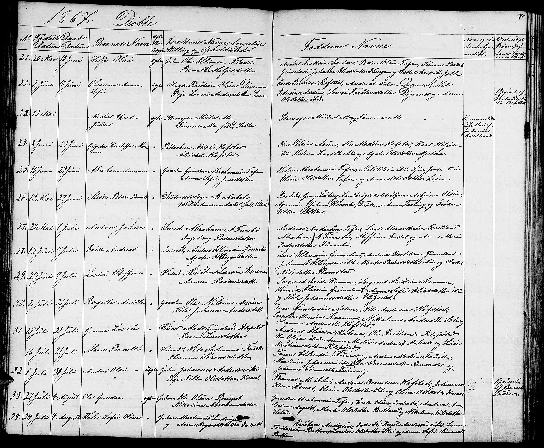 Førde sokneprestembete, AV/SAB-A-79901/H/Hab/Haba/L0001: Parish register (copy) no. A 1, 1853-1880, p. 74