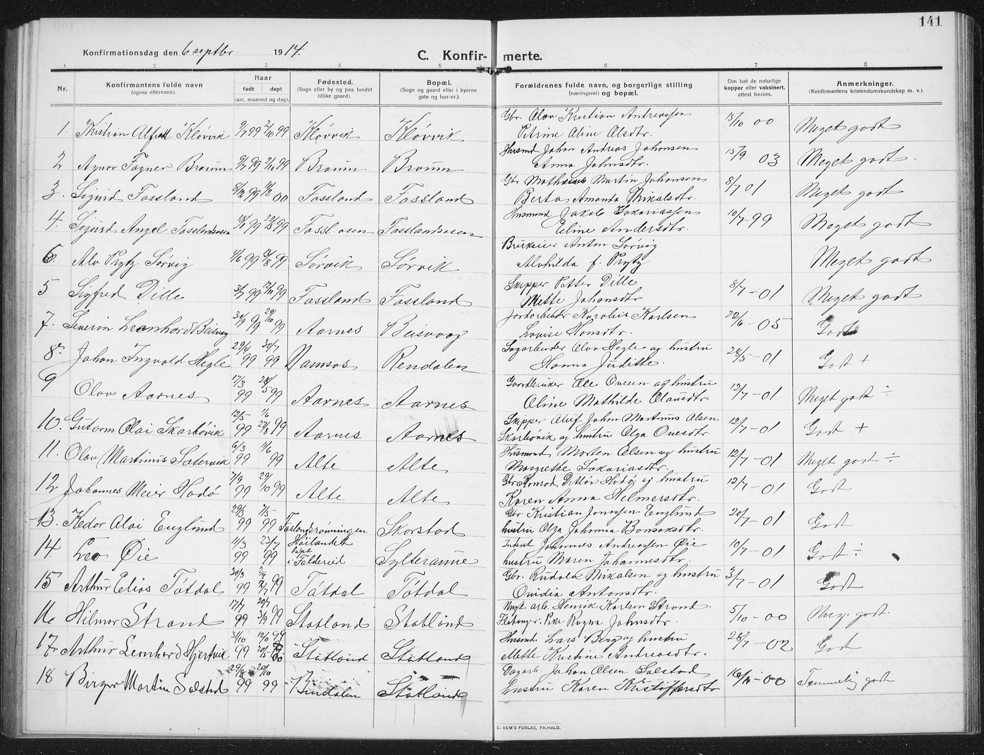 Ministerialprotokoller, klokkerbøker og fødselsregistre - Nord-Trøndelag, SAT/A-1458/774/L0630: Parish register (copy) no. 774C01, 1910-1934, p. 141