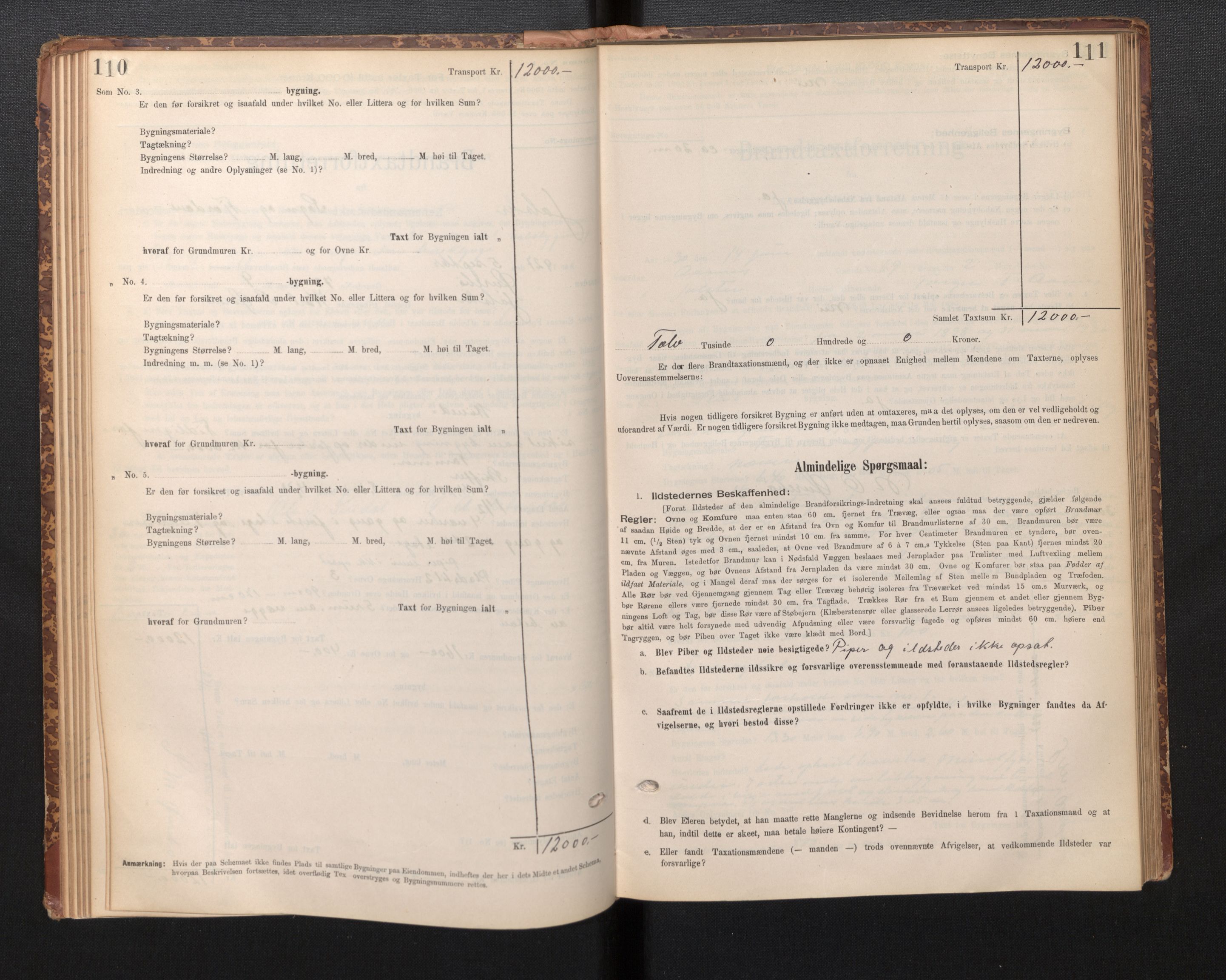 Lensmannen i Jølster, SAB/A-28701/0012/L0004: Branntakstprotokoll, skjematakst, 1895-1923, p. 110-111
