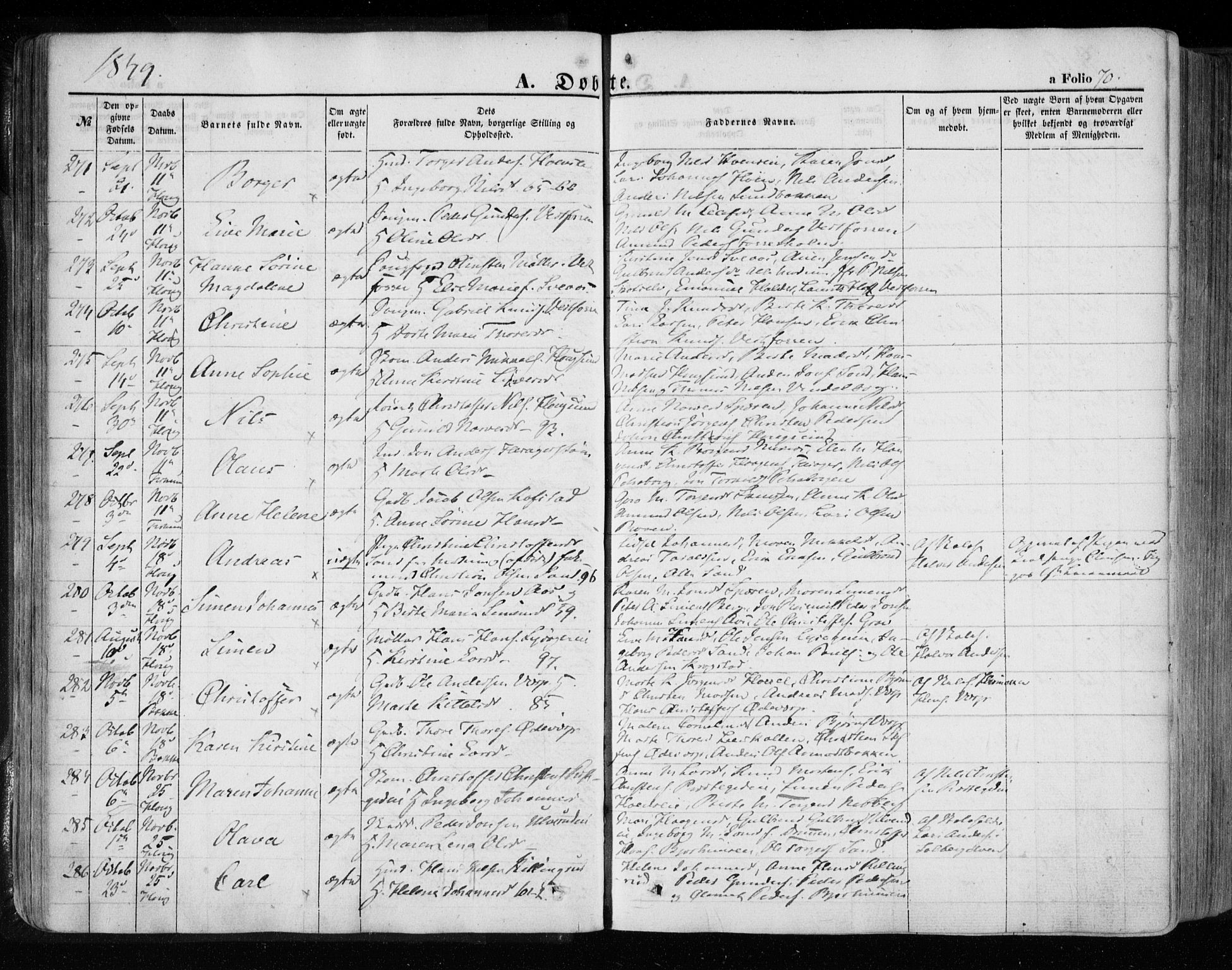 Eiker kirkebøker, SAKO/A-4/F/Fa/L0014: Parish register (official) no. I 14, 1846-1854, p. 70