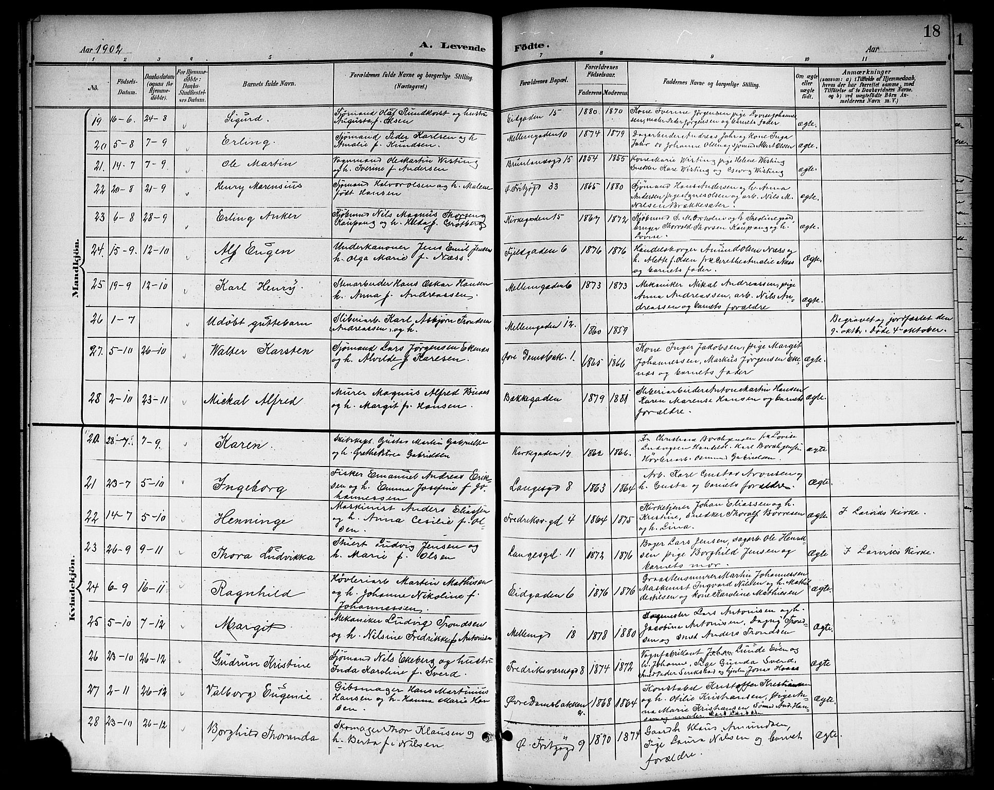 Larvik kirkebøker, SAKO/A-352/G/Gb/L0004: Parish register (copy) no. II 4, 1899-1919, p. 18