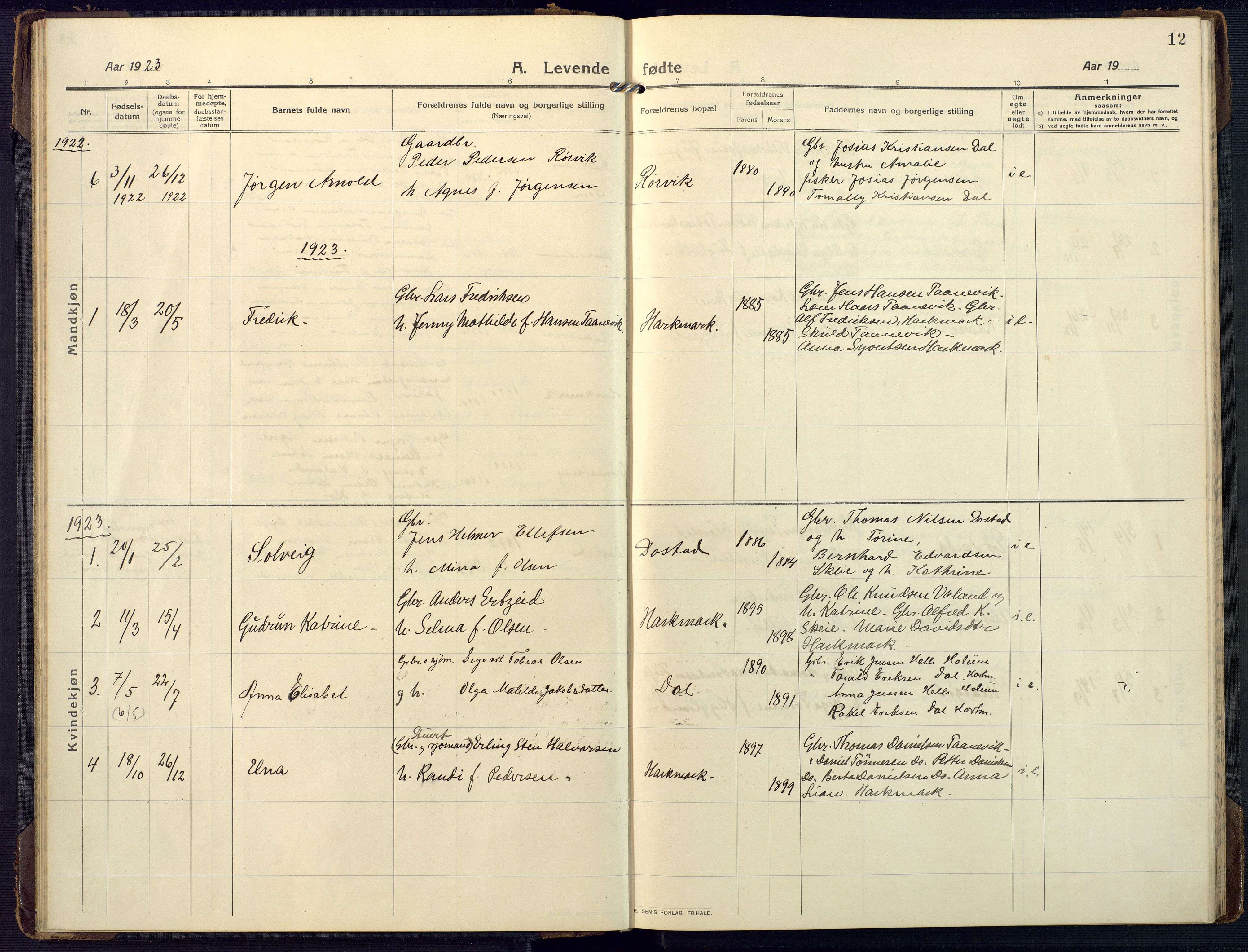 Mandal sokneprestkontor, SAK/1111-0030/F/Fa/Fab/L0003: Parish register (official) no. A 3, 1913-1933, p. 12