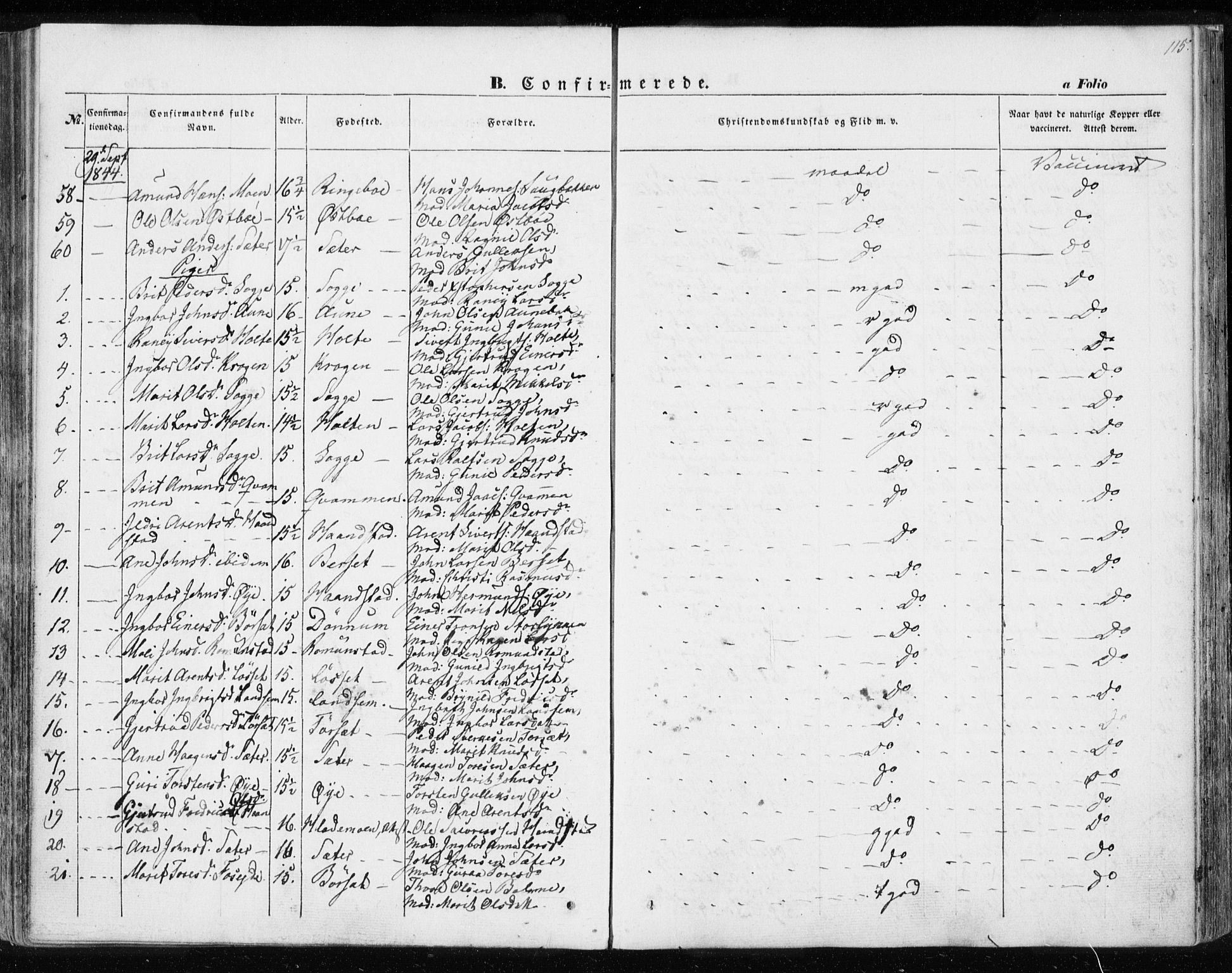 Ministerialprotokoller, klokkerbøker og fødselsregistre - Møre og Romsdal, AV/SAT-A-1454/595/L1043: Parish register (official) no. 595A05, 1843-1851, p. 115