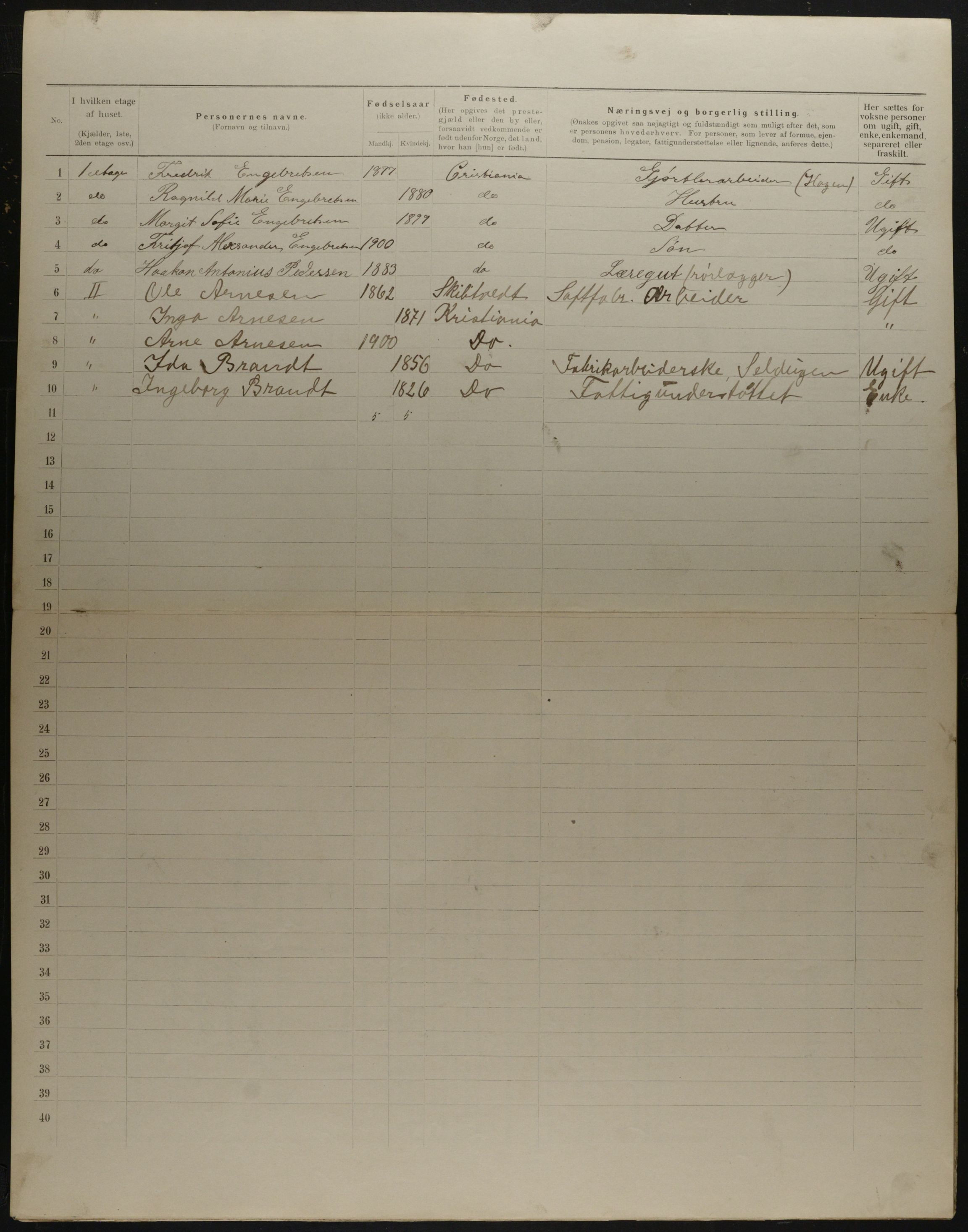 OBA, Municipal Census 1901 for Kristiania, 1901, p. 16558