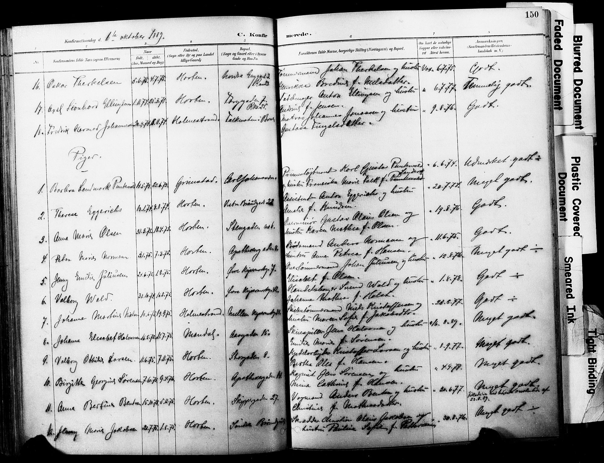 Horten kirkebøker, AV/SAKO-A-348/F/Fa/L0004: Parish register (official) no. 4, 1888-1895, p. 150