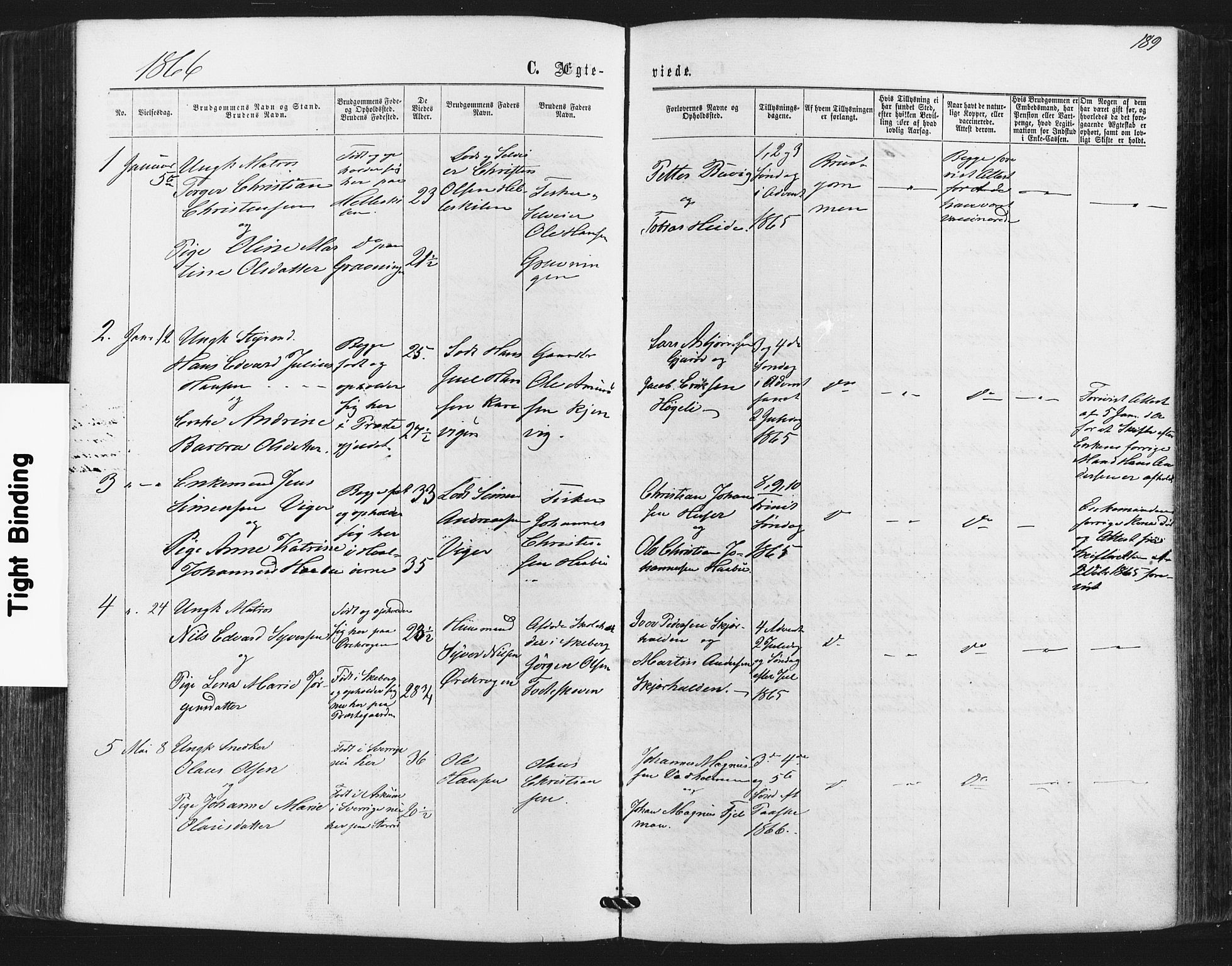 Hvaler prestekontor Kirkebøker, SAO/A-2001/F/Fa/L0007: Parish register (official) no. I 7, 1864-1878, p. 189