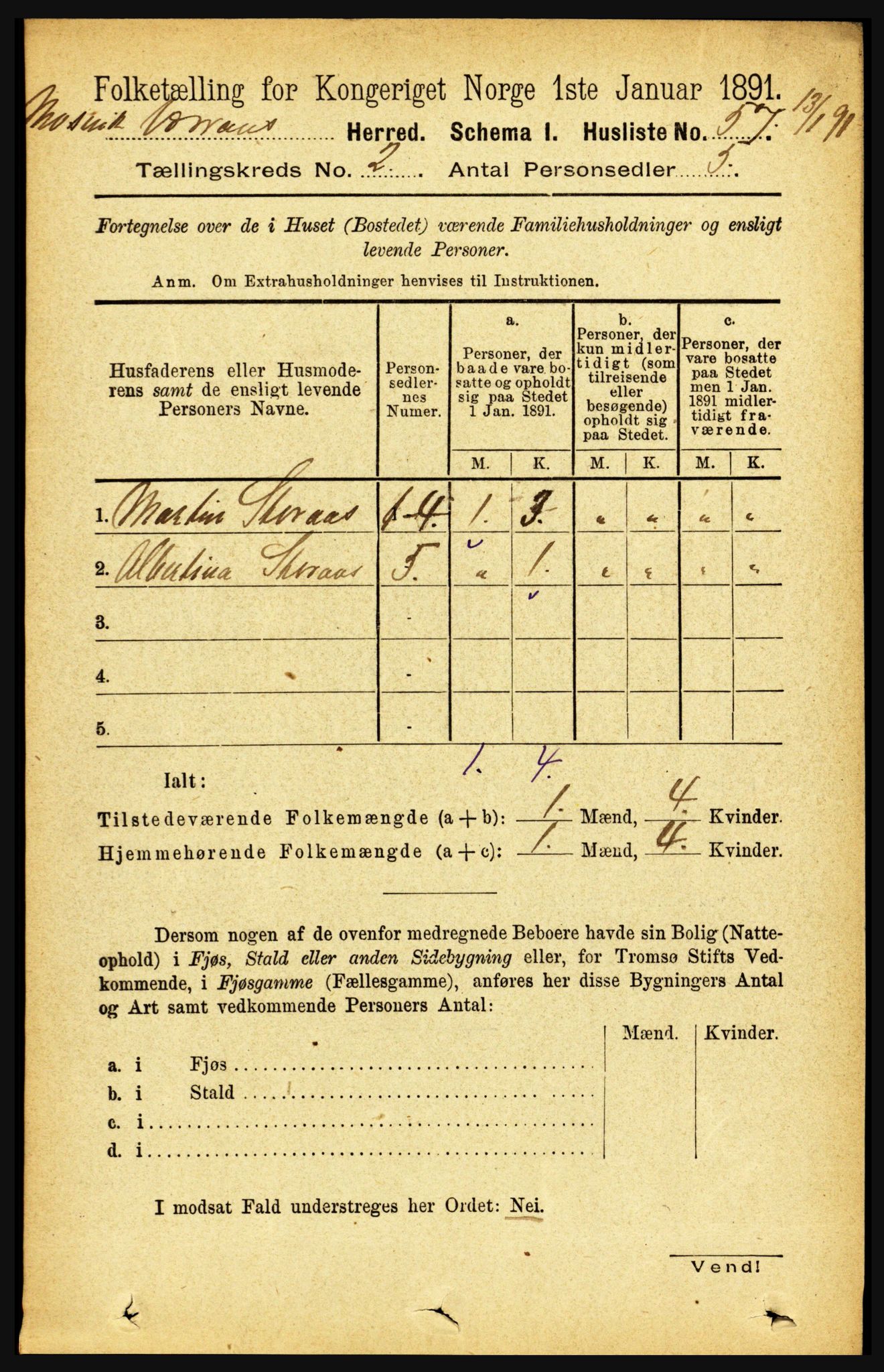 RA, 1891 census for 1723 Mosvik og Verran, 1891, p. 478