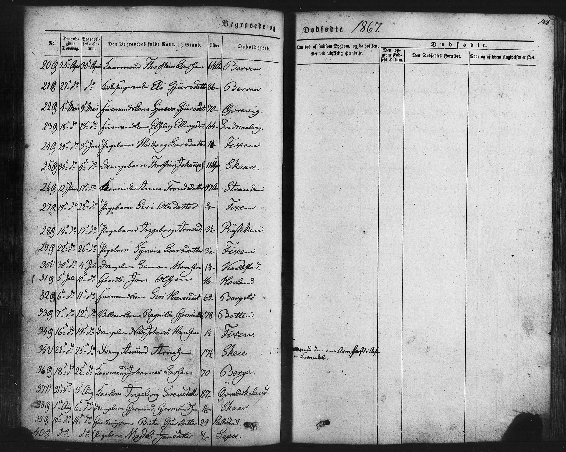 Kvam sokneprestembete, AV/SAB-A-76201/H/Haa: Parish register (official) no. A 9, 1864-1879, p. 146