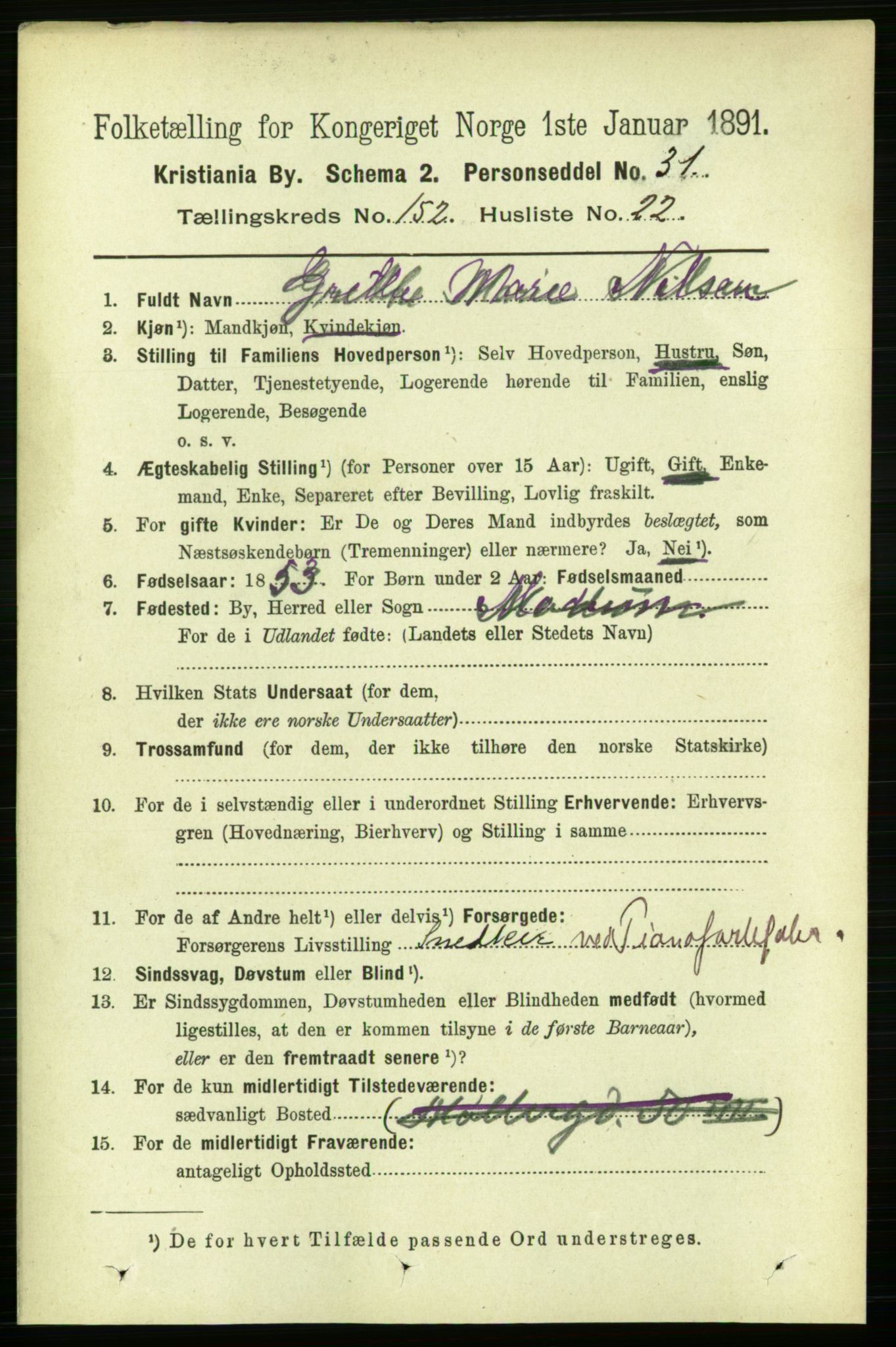 RA, 1891 census for 0301 Kristiania, 1891, p. 85873