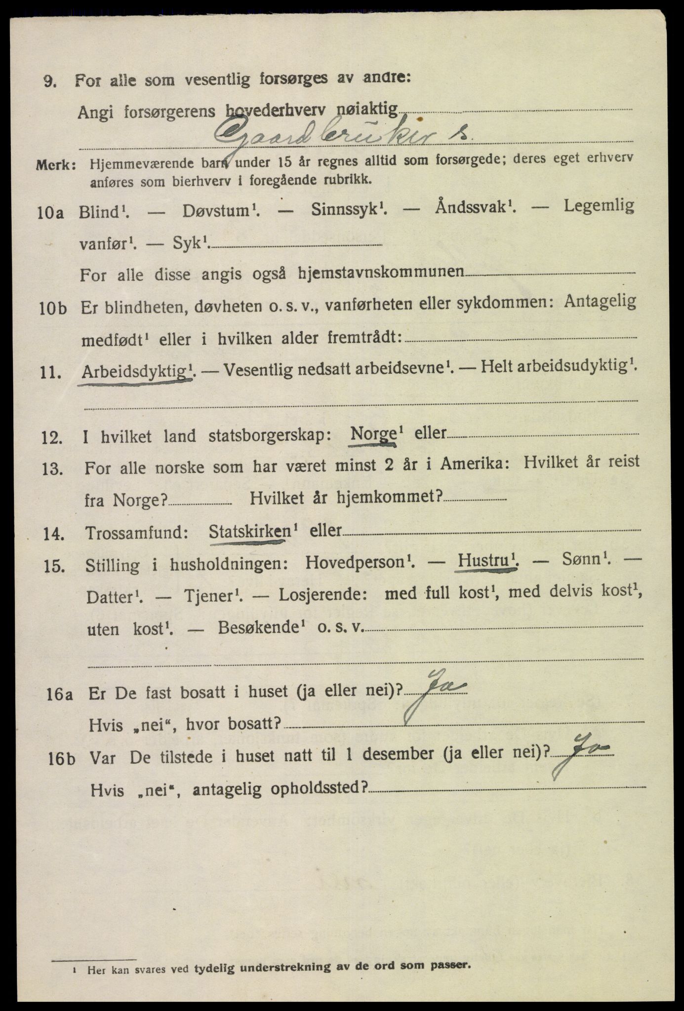SAK, 1920 census for Fjotland, 1920, p. 2009