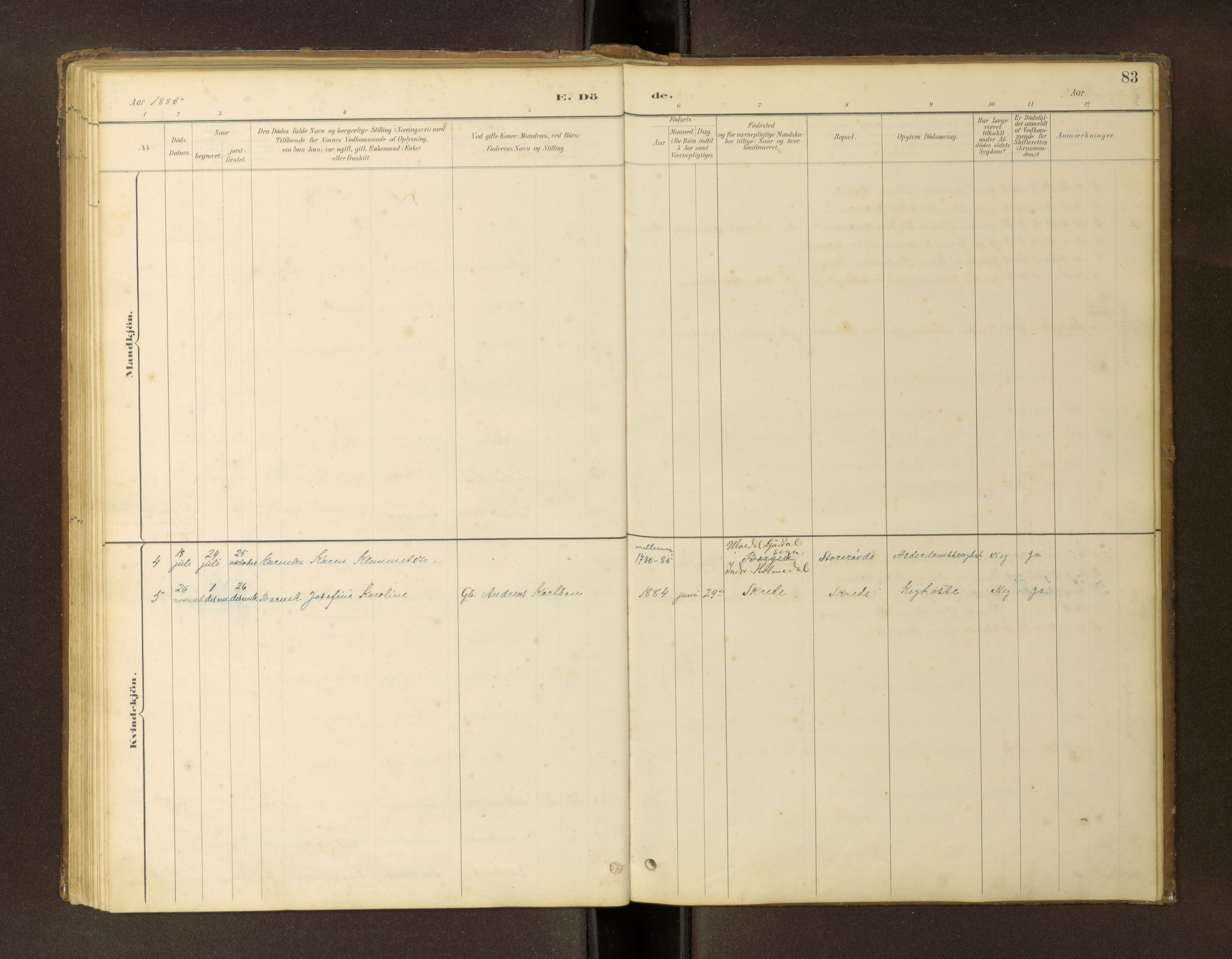 Ministerialprotokoller, klokkerbøker og fødselsregistre - Møre og Romsdal, AV/SAT-A-1454/504/L0060: Parish register (copy) no. 504C02, 1884-1903, p. 83