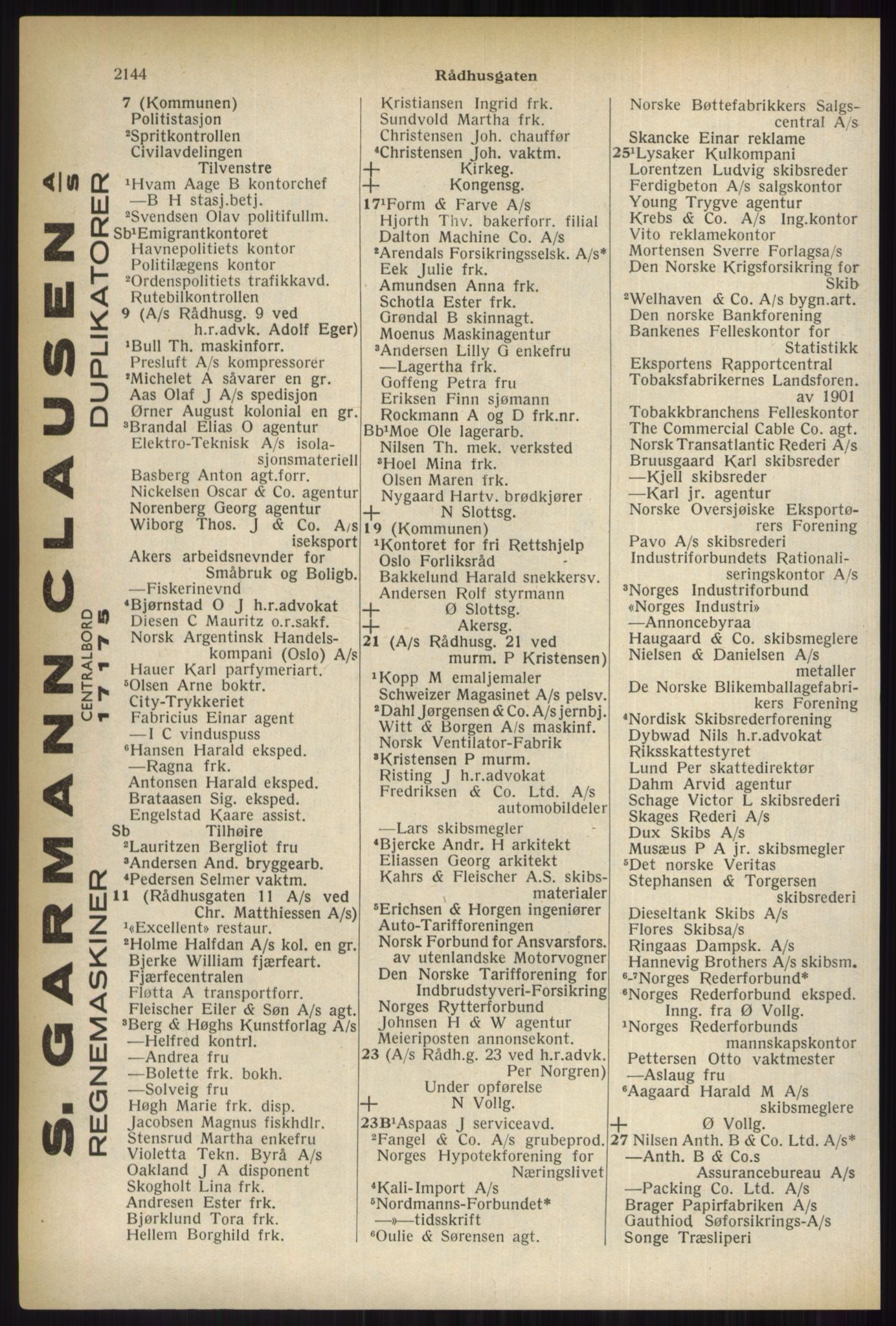 Kristiania/Oslo adressebok, PUBL/-, 1937, p. 2144