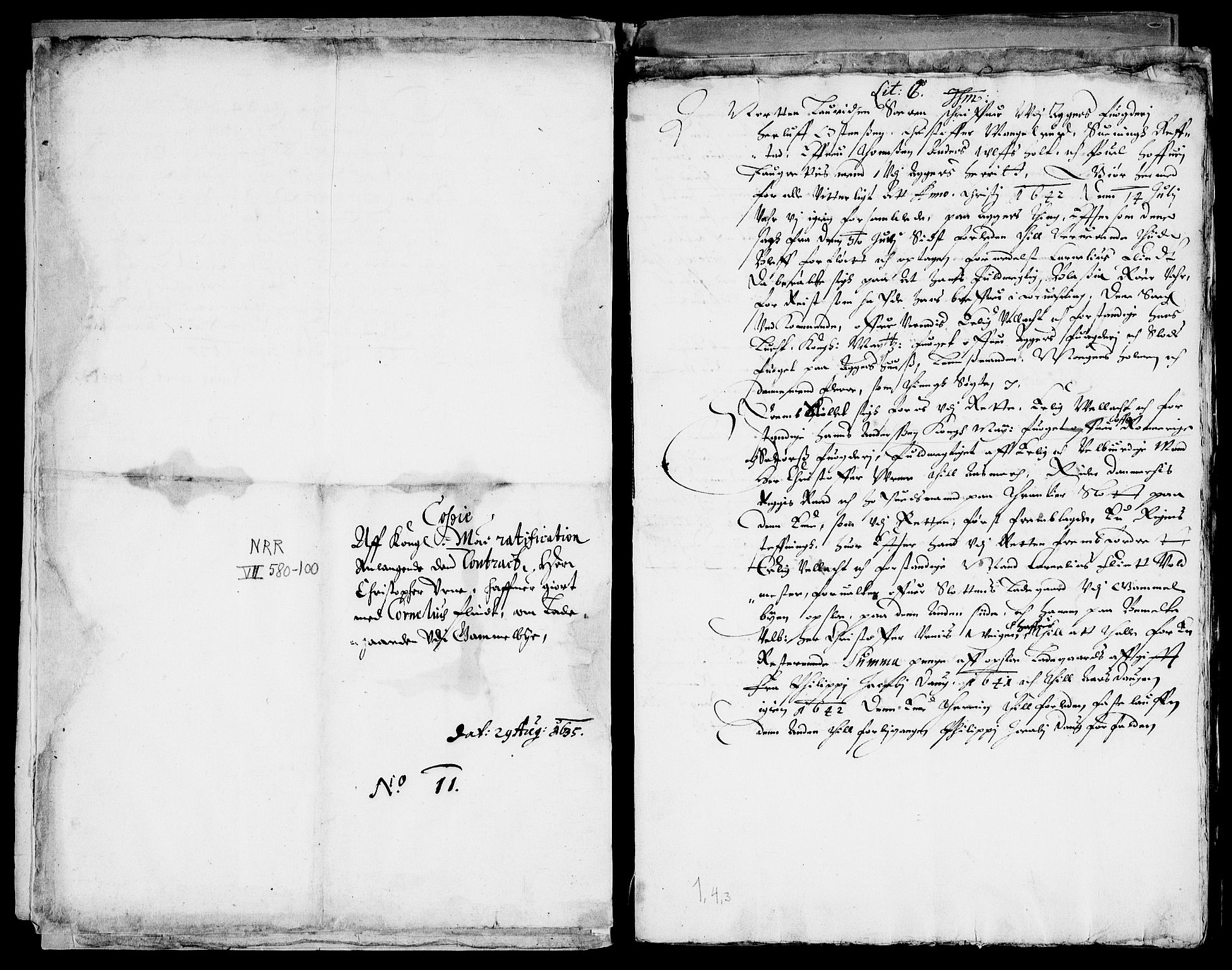Danske Kanselli, Skapsaker, AV/RA-EA-4061/F/L0064: Skap 14, pakke 214-306, 1591-1731, p. 11