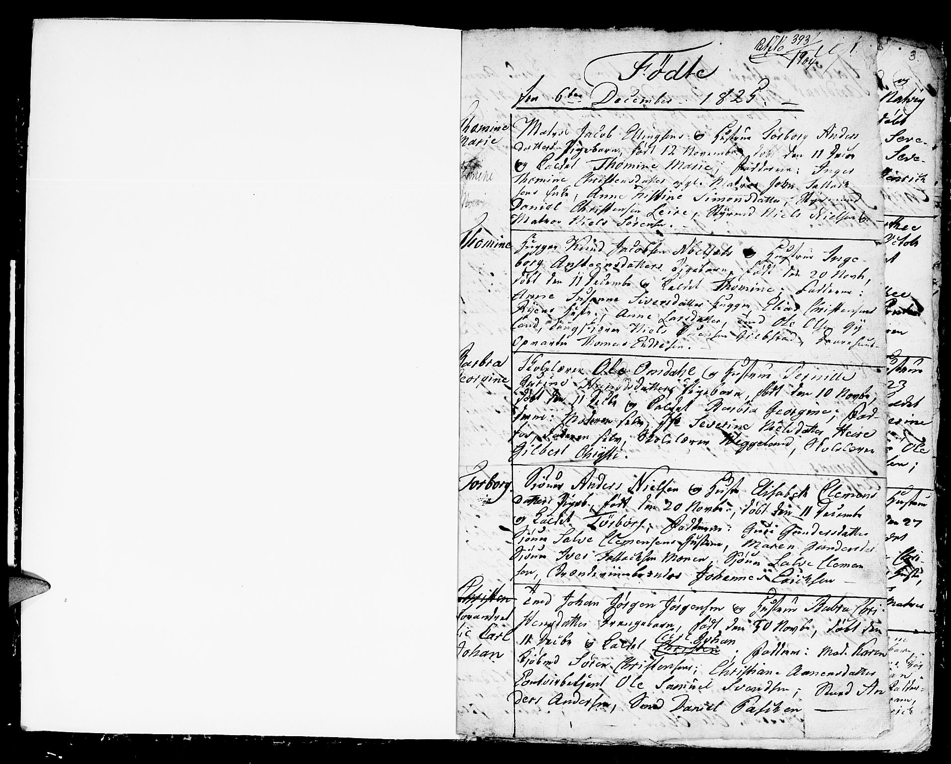 Kristiansand domprosti, SAK/1112-0006/F/Fb/L0003: Parish register (copy) no. B 3, 1825-1826, p. 0-1
