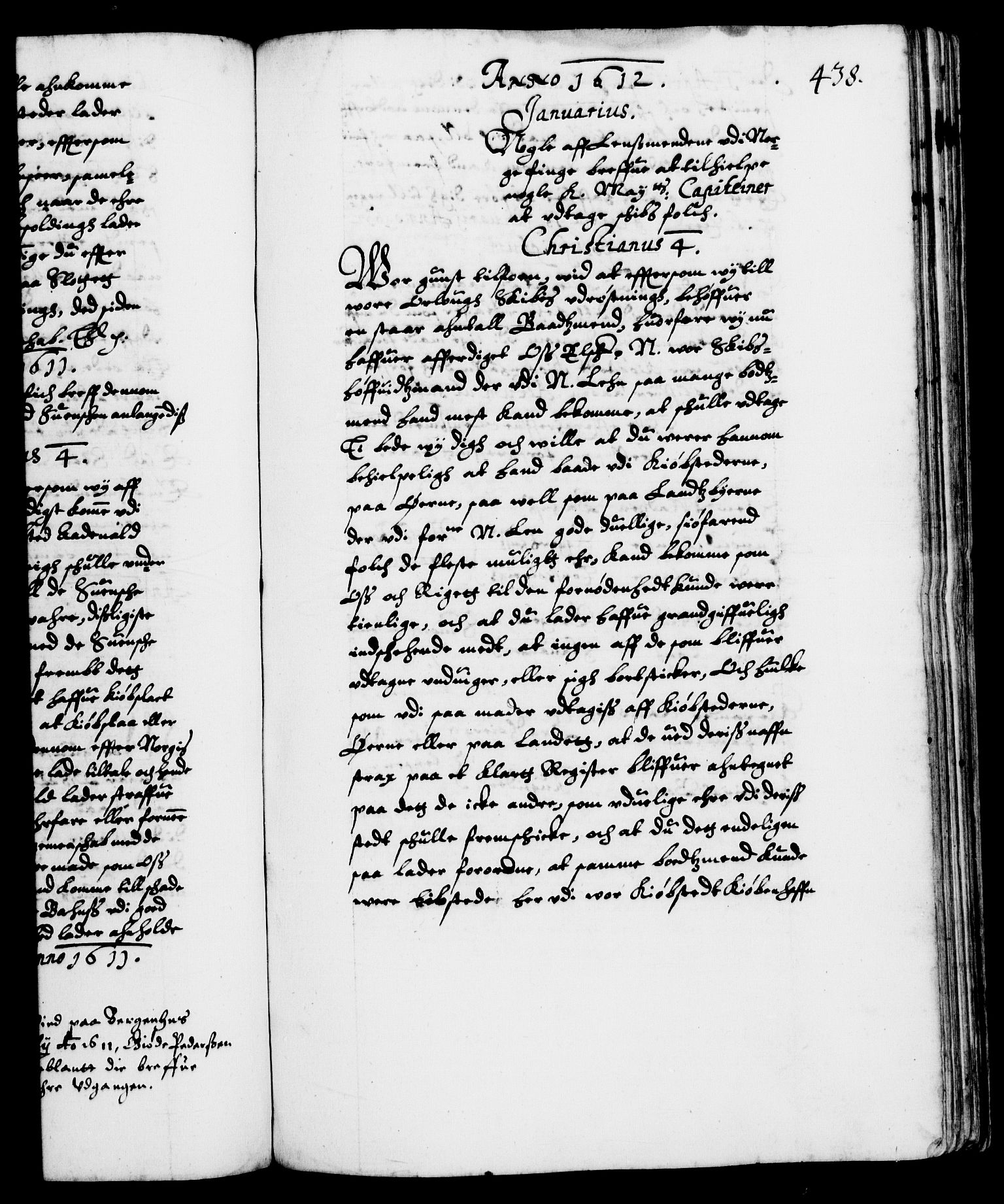 Danske Kanselli 1572-1799, RA/EA-3023/F/Fc/Fca/Fcab/L0003: Norske tegnelser (mikrofilm), 1596-1616, p. 438a