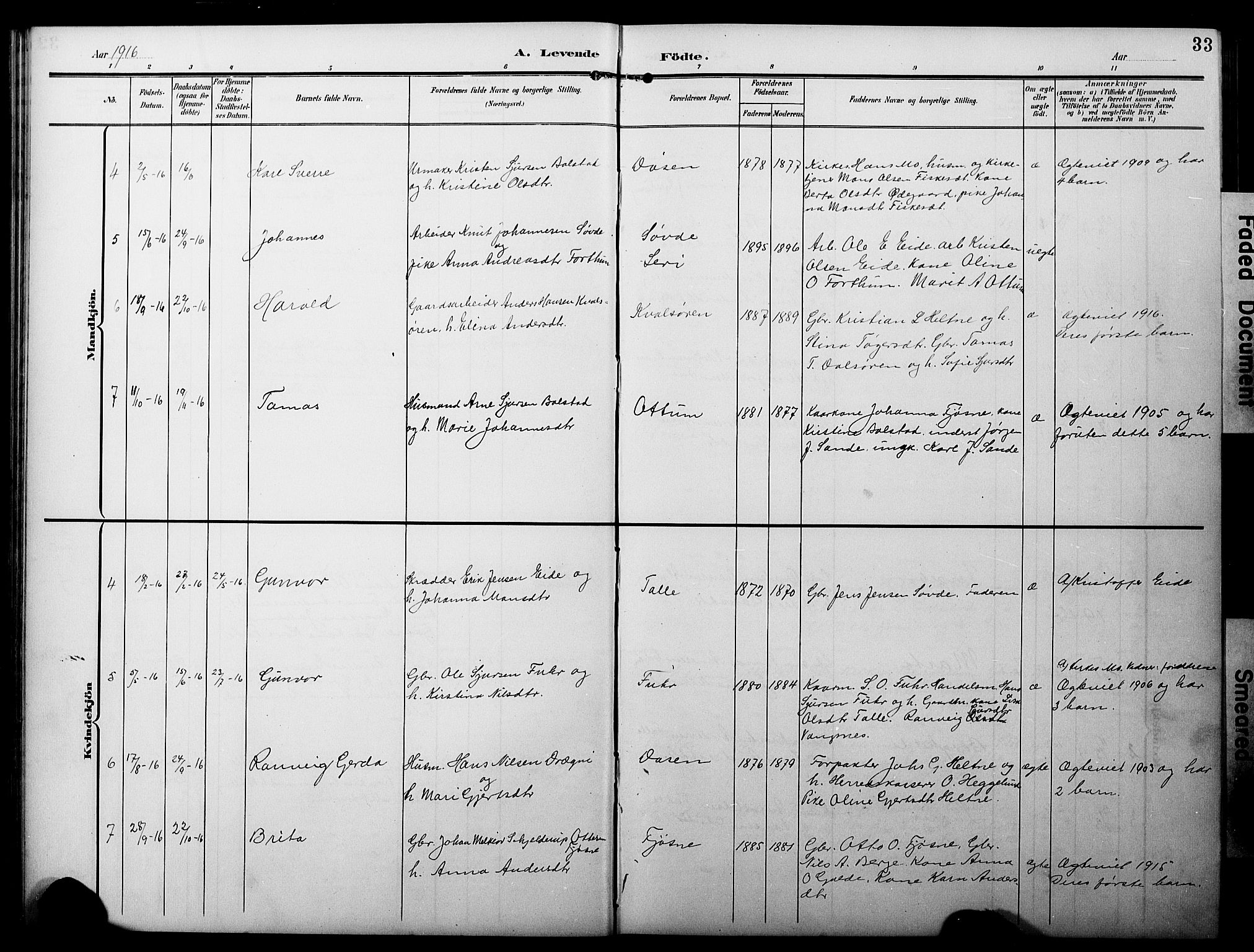 Luster sokneprestembete, AV/SAB-A-81101/H/Hab/Haba/L0001: Parish register (copy) no. A 1, 1903-1930, p. 33