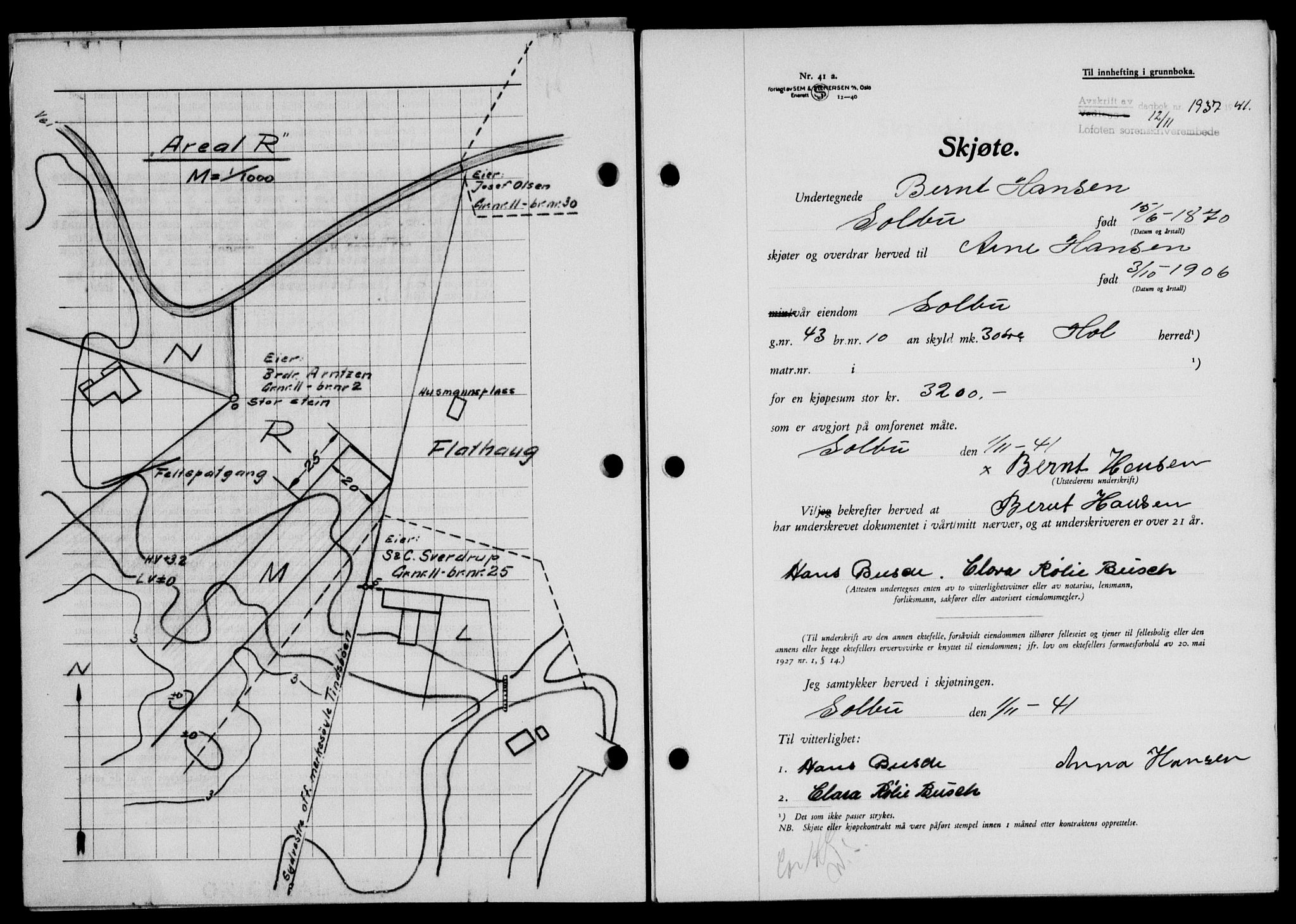 Lofoten sorenskriveri, SAT/A-0017/1/2/2C/L0009a: Mortgage book no. 9a, 1941-1942, Diary no: : 1937/1941