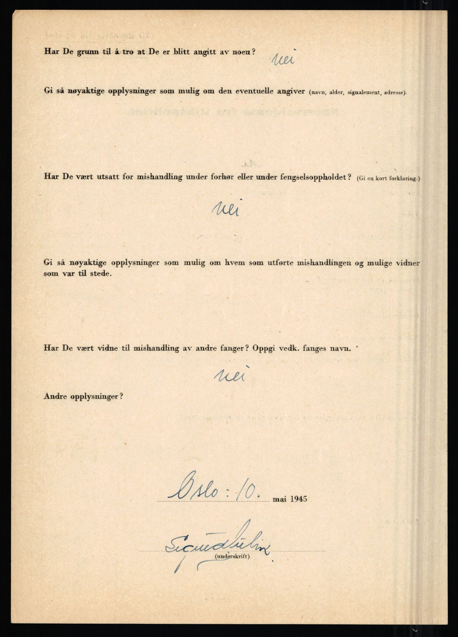 Rikspolitisjefen, AV/RA-S-1560/L/L0001: Abelseth, Rudolf - Berentsen, Odd, 1940-1945, p. 992